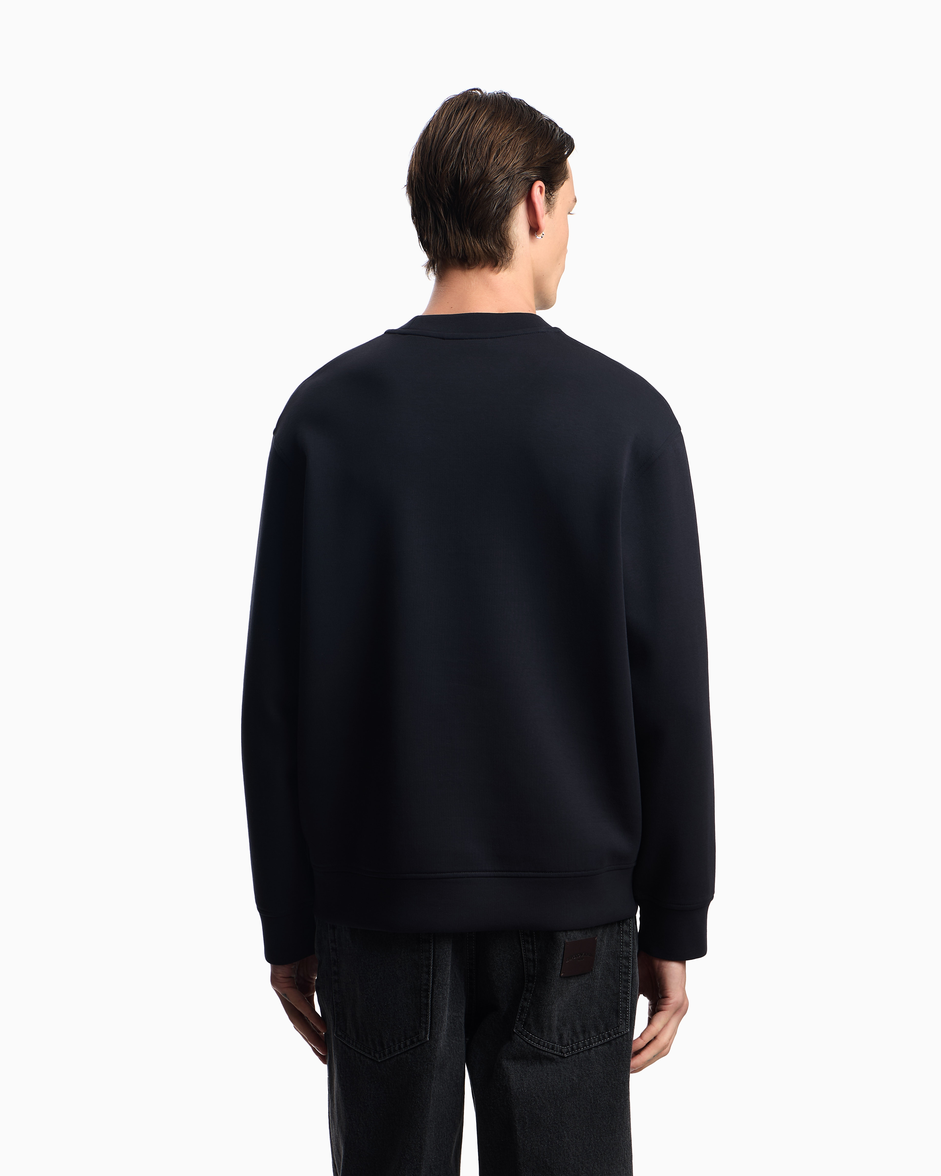 冬物処分セール中@ボムピース EMPORIO ARMANI ブラック ASV jersey sweatshirt with super-embossed EA embroidery