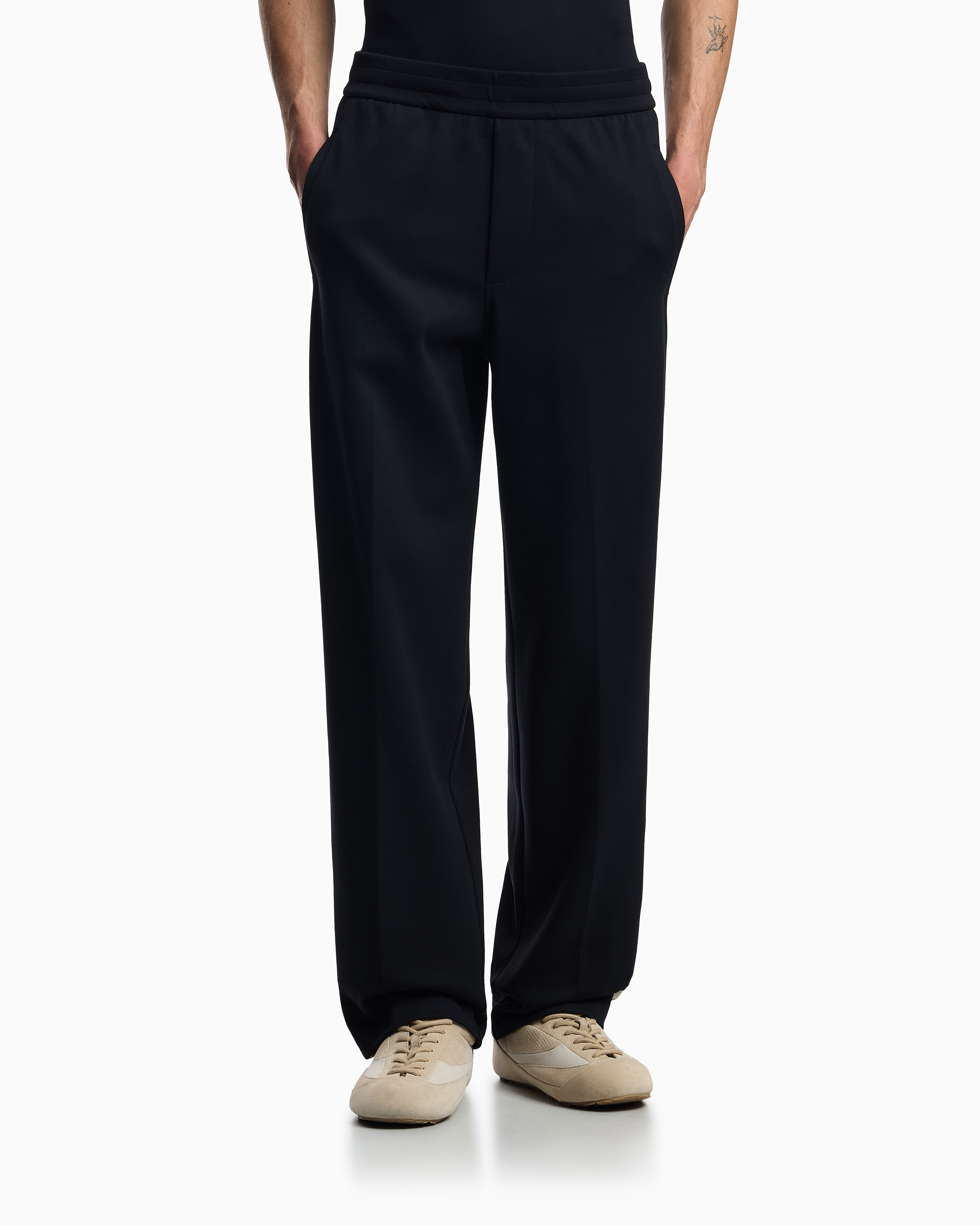 Emporio Armani - ASV jersey trousers with elasticated waist and contrasting bands, Man, Navy Blue, Size: