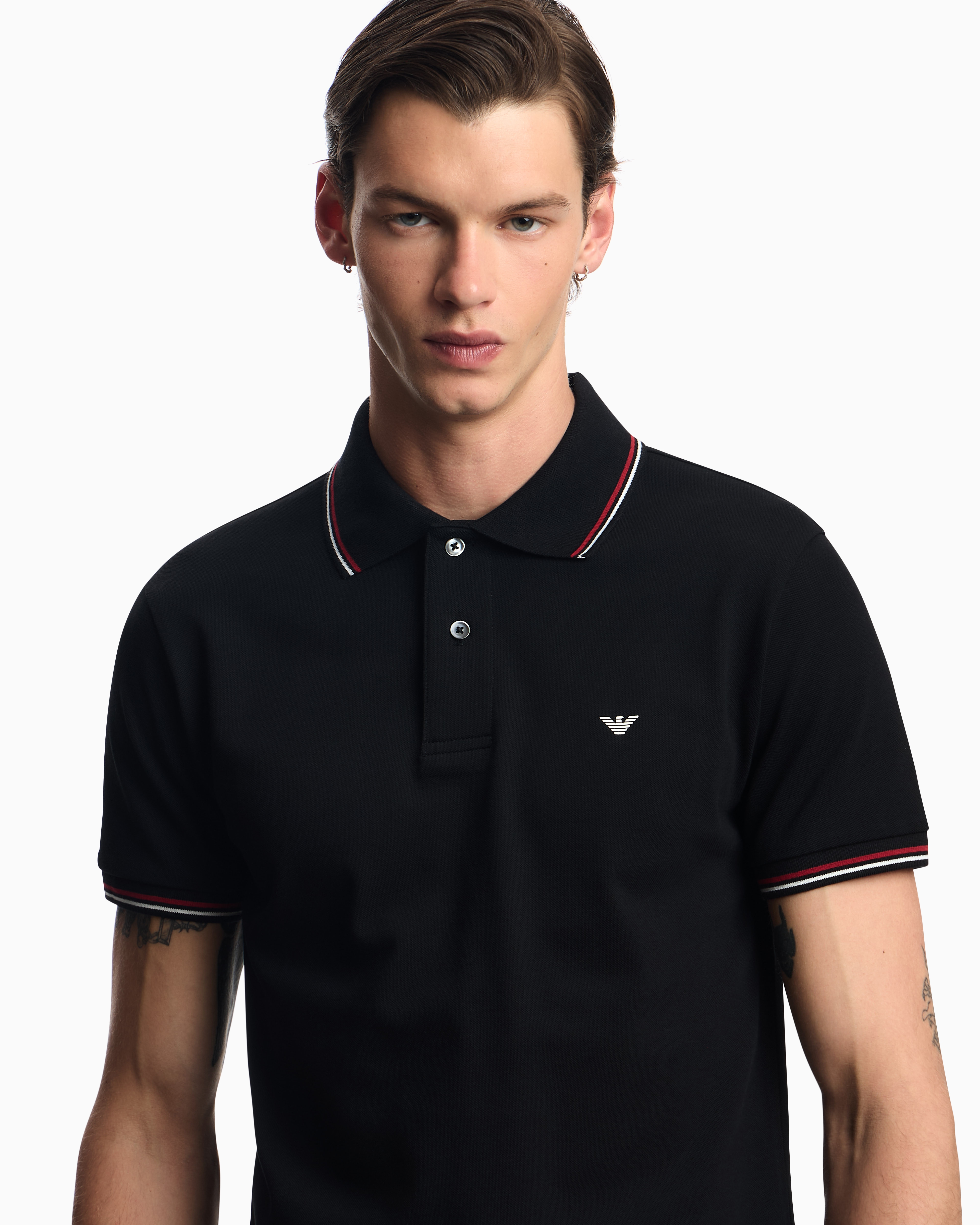 トップス 1980s EMPORIO ARMANI Polo Shirt Jersey polo shirt with placed logo | Emporio Armani