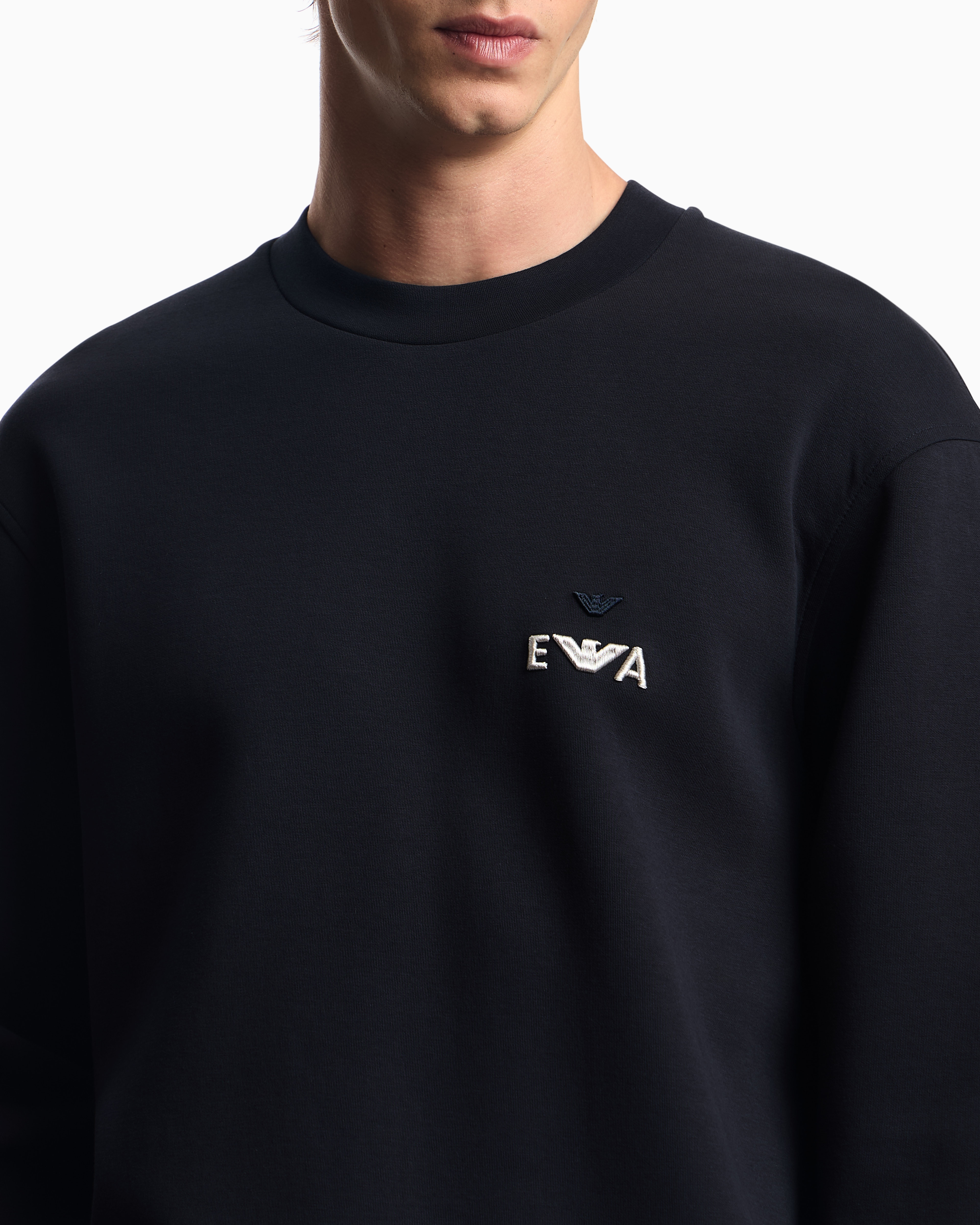 冬物処分セール中@ボムピース EMPORIO ARMANI ブラック ASV jersey sweatshirt with super-embossed EA embroidery