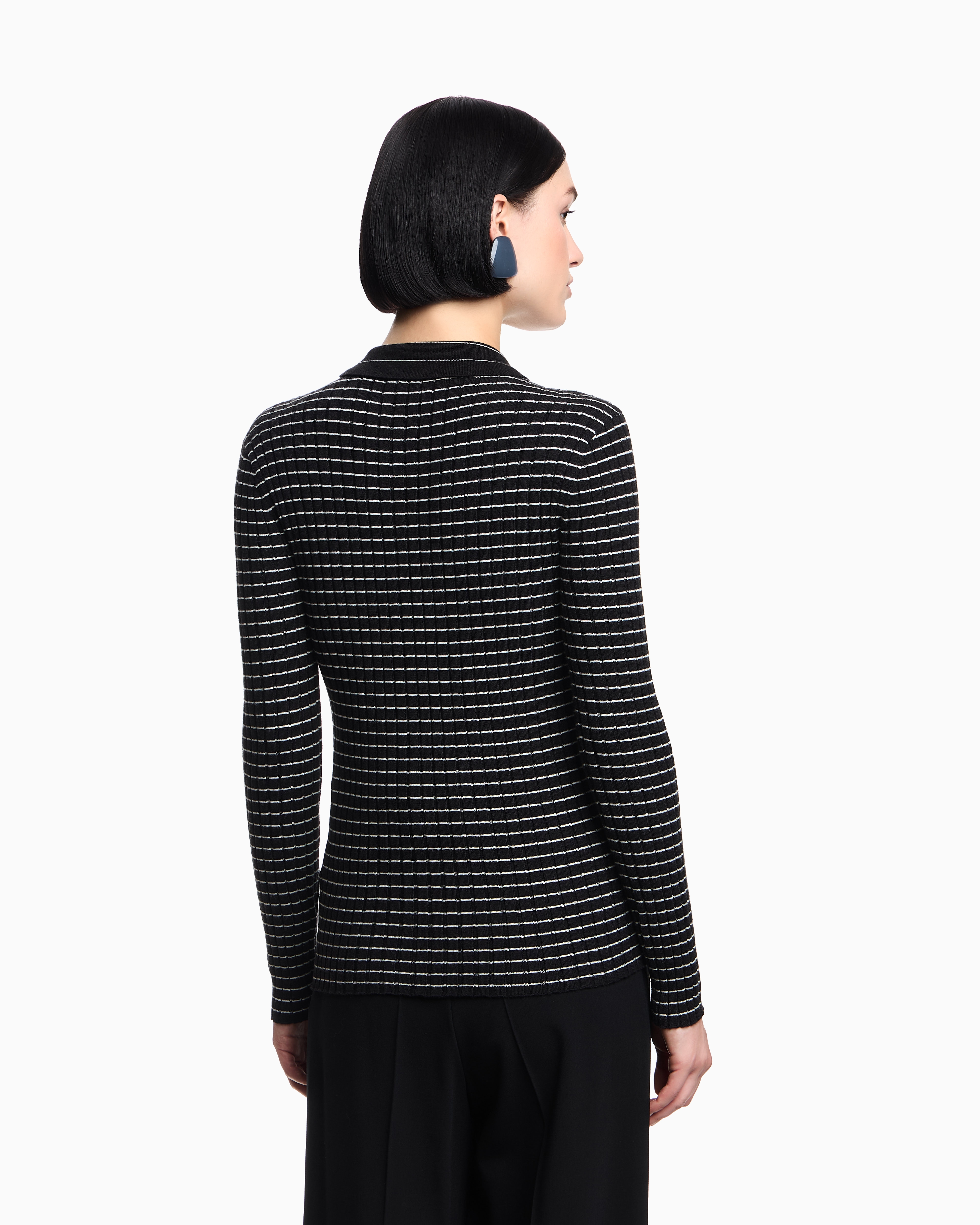 カーディガン リブニット ストライプモチーフ | Emporio Armani
