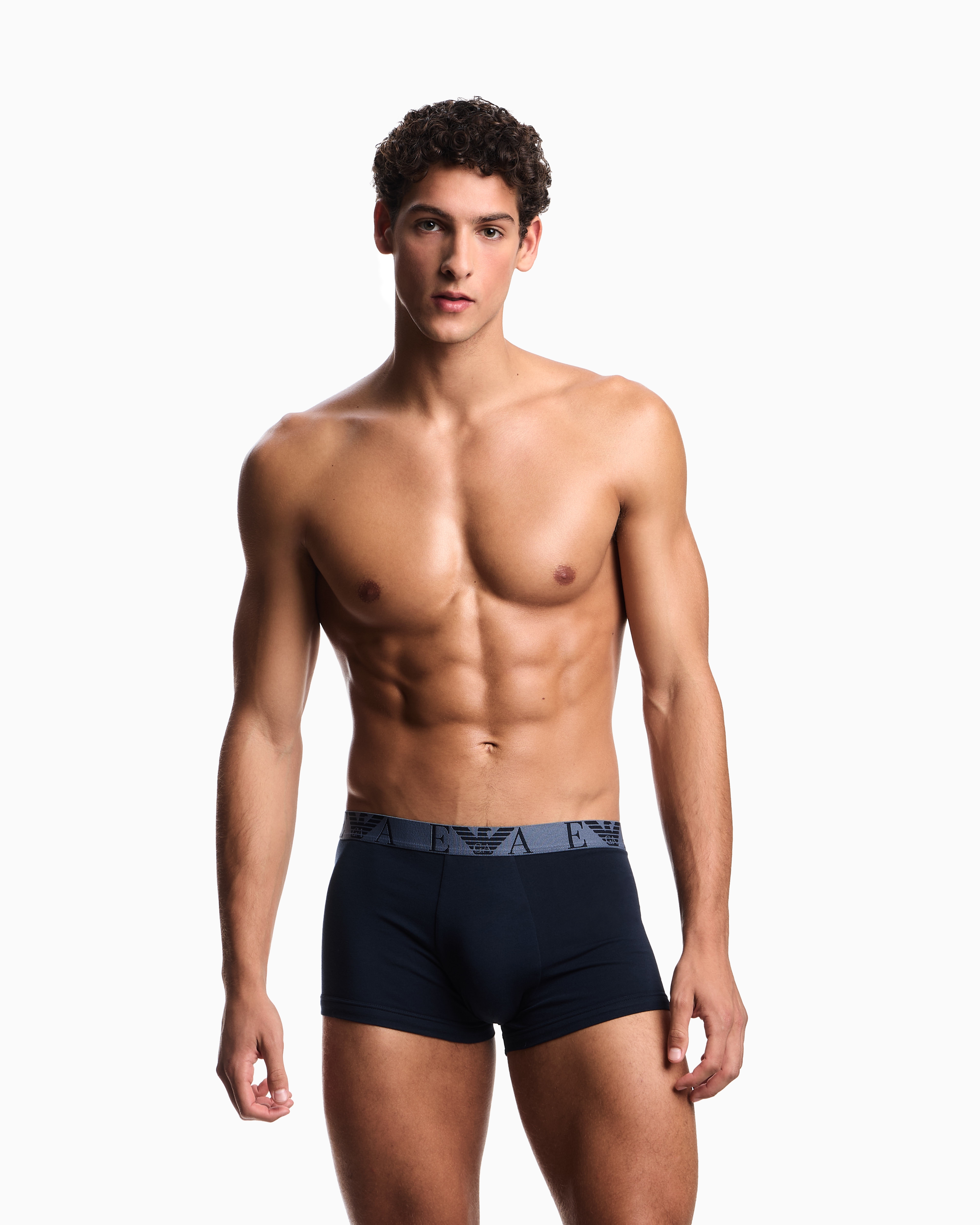 Three-pack of boxer briefs with bold monogram logo | Emporio