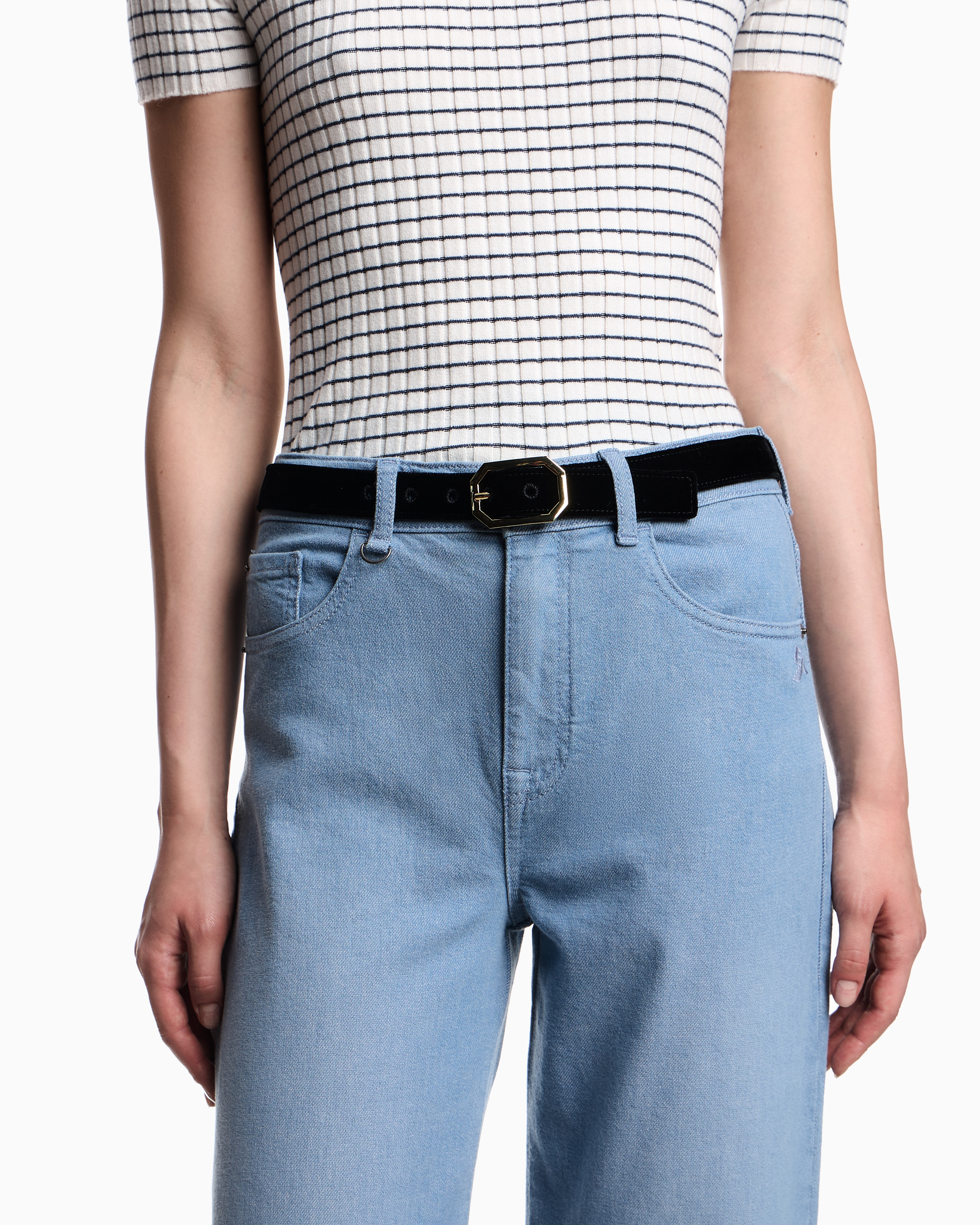Emporio Armani - J7E Mid-rise straight-leg jeans yarn-dyed cotton drill, Woman, Light Blue, Size: