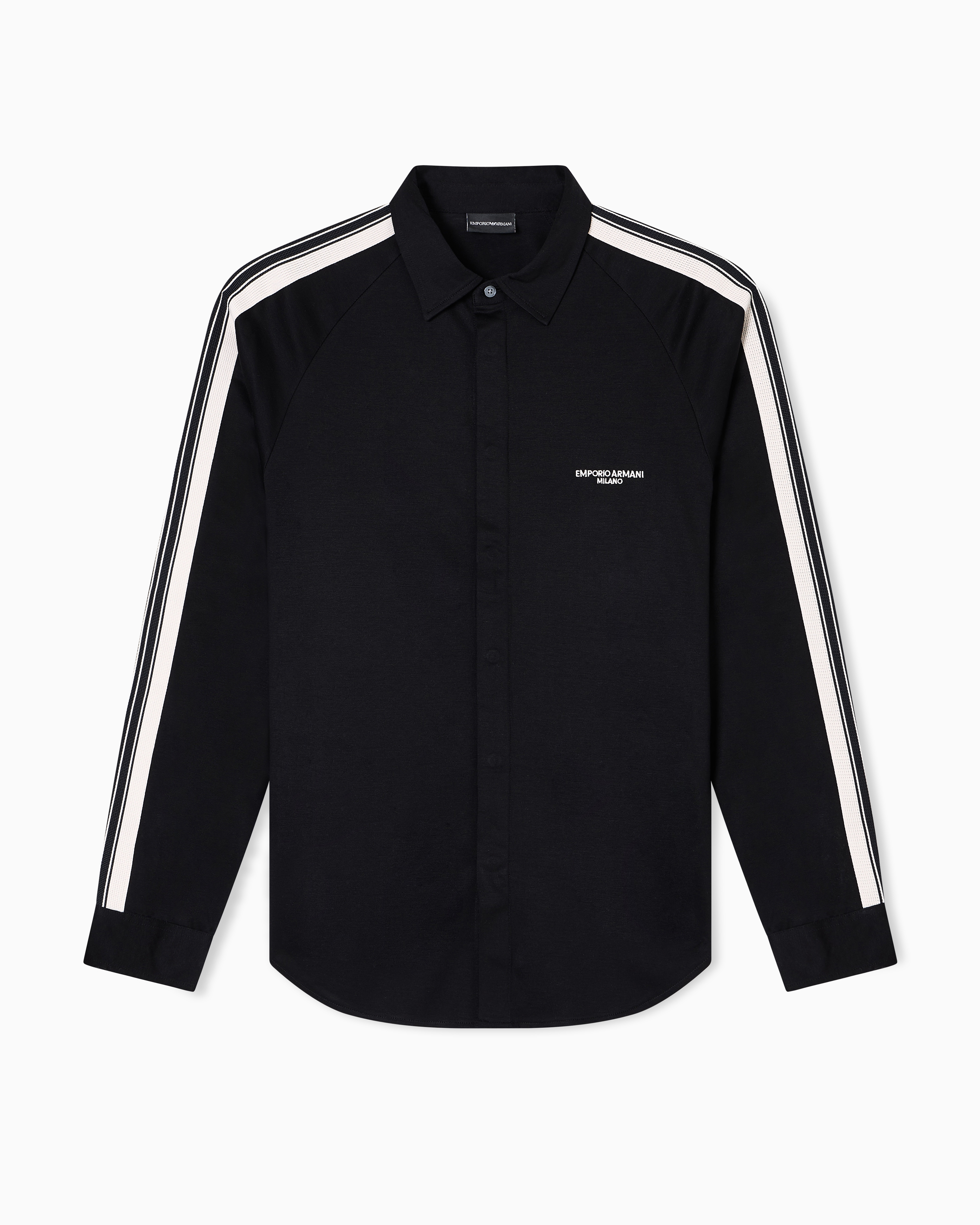 Emporio Armani - ASV slim-fit shirt Lyocell-blend jersey with bands, Man, Black, Size: