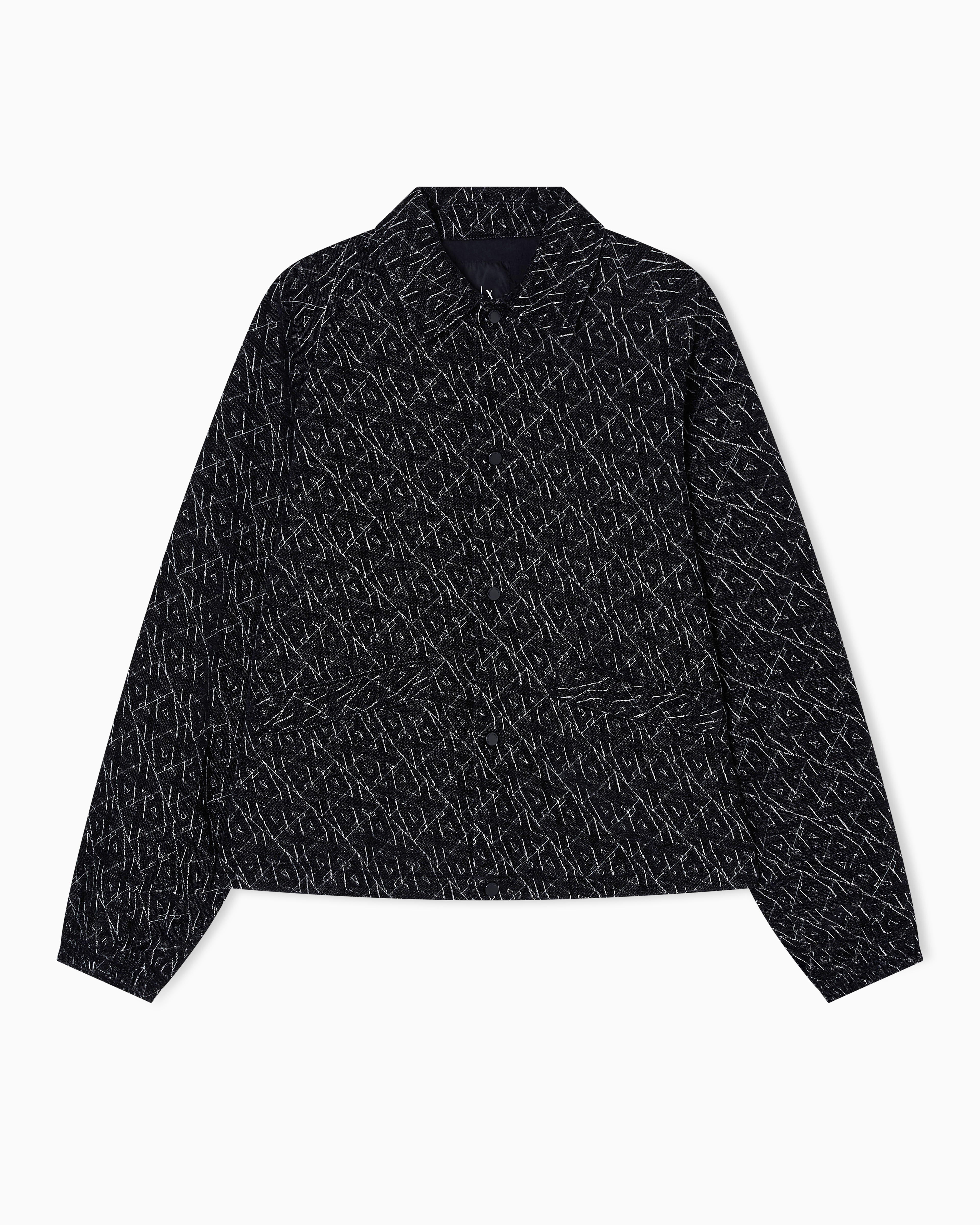 Armani Exchange - Jacquard blouson with allover logo, Man, Black, Size: