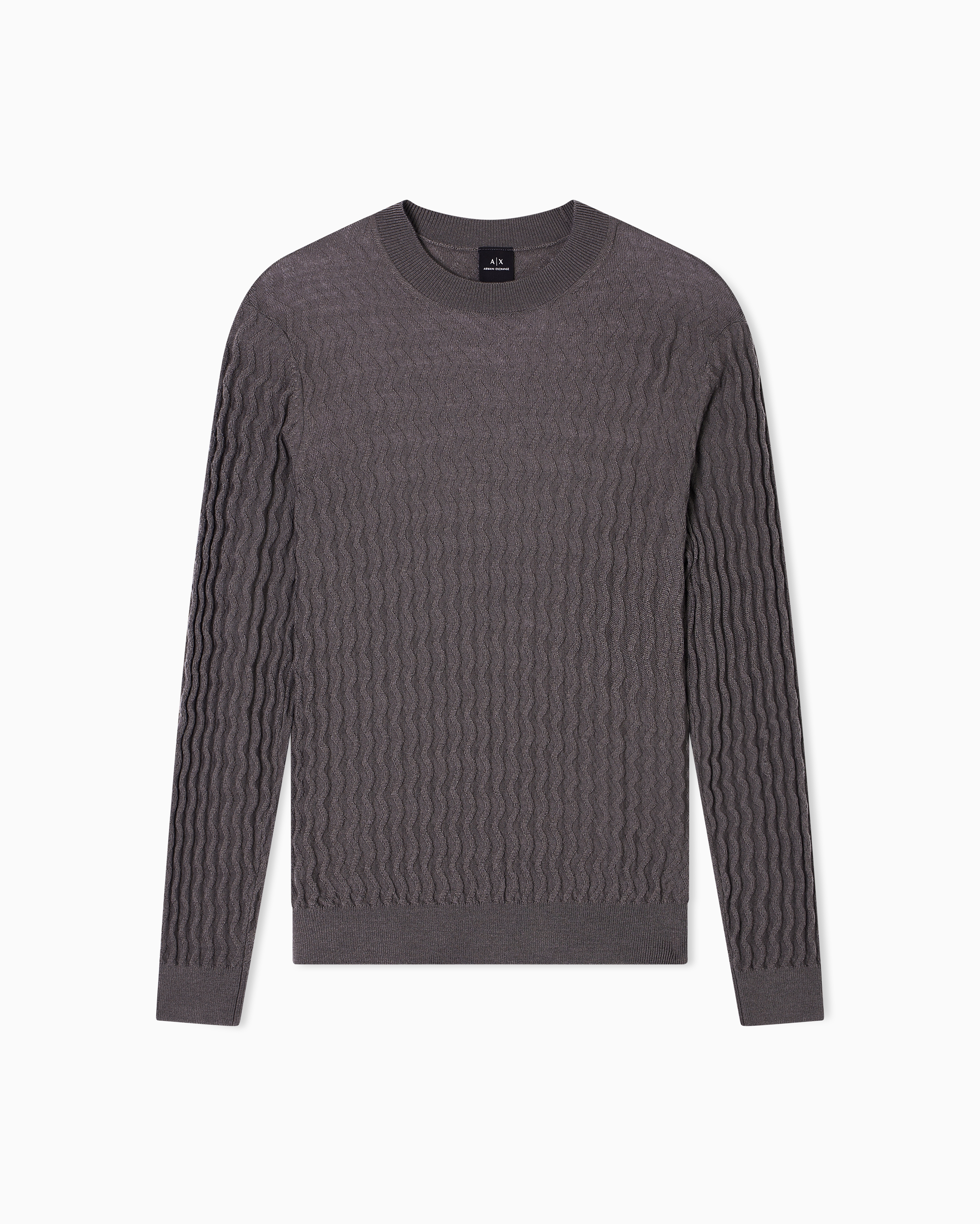 Armani Exchange - WAVY RIBBED SWEATER, Man, Grey, Size: