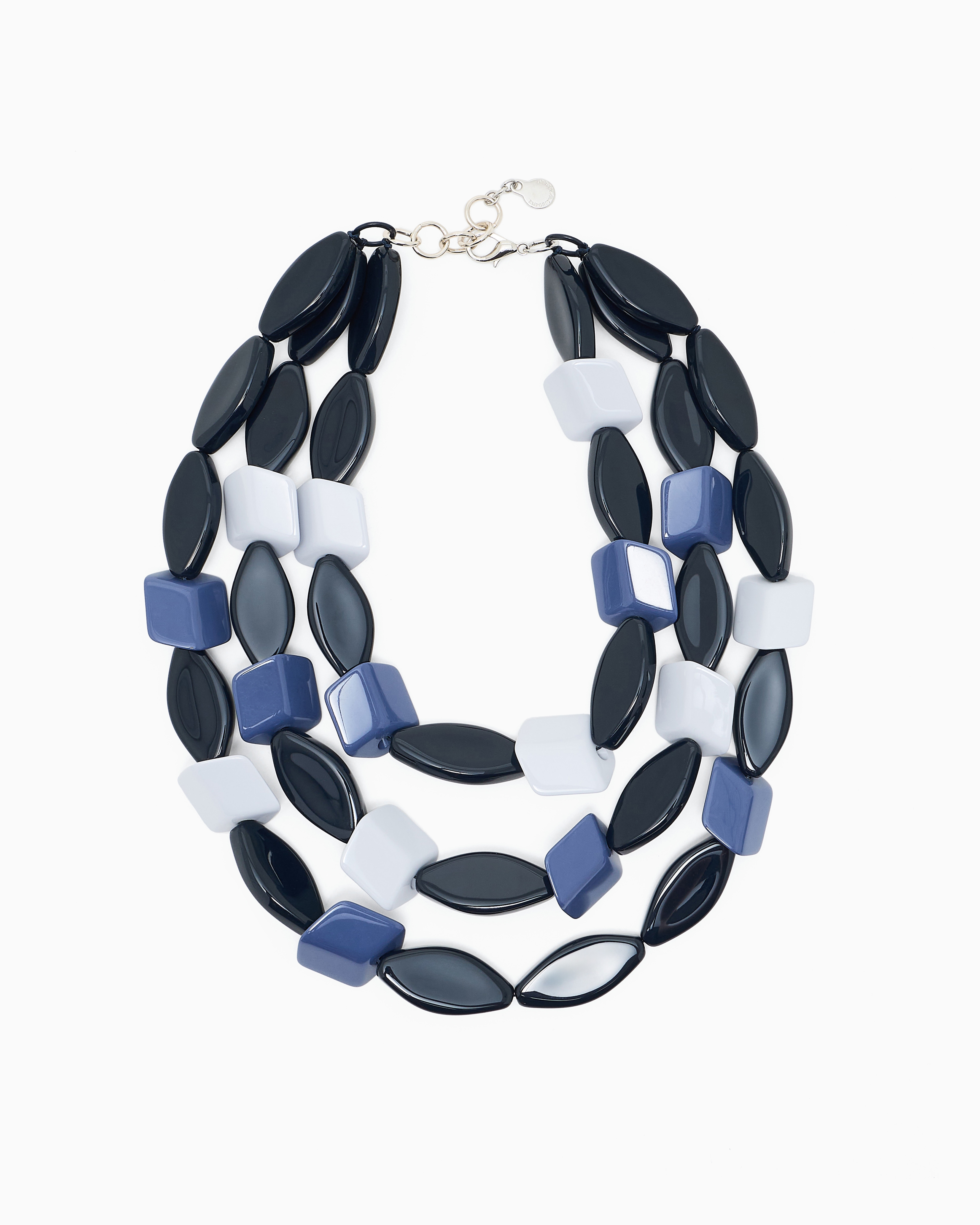 Emporio Armani Blue Multistrand Necklace With Multiform Gemstones