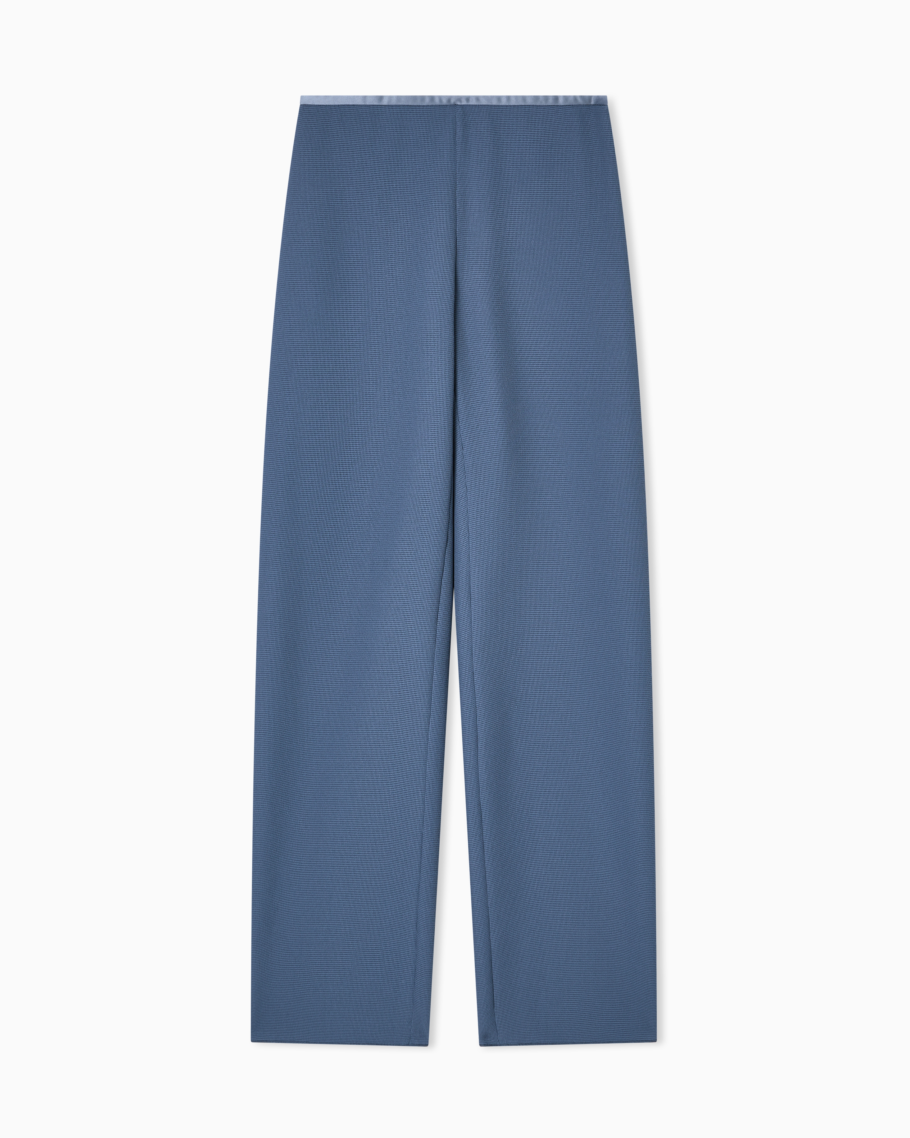 Emporio Armani - ASV palazzo trousers waffle-weave technical fabric, Woman, Light Blue, Size: