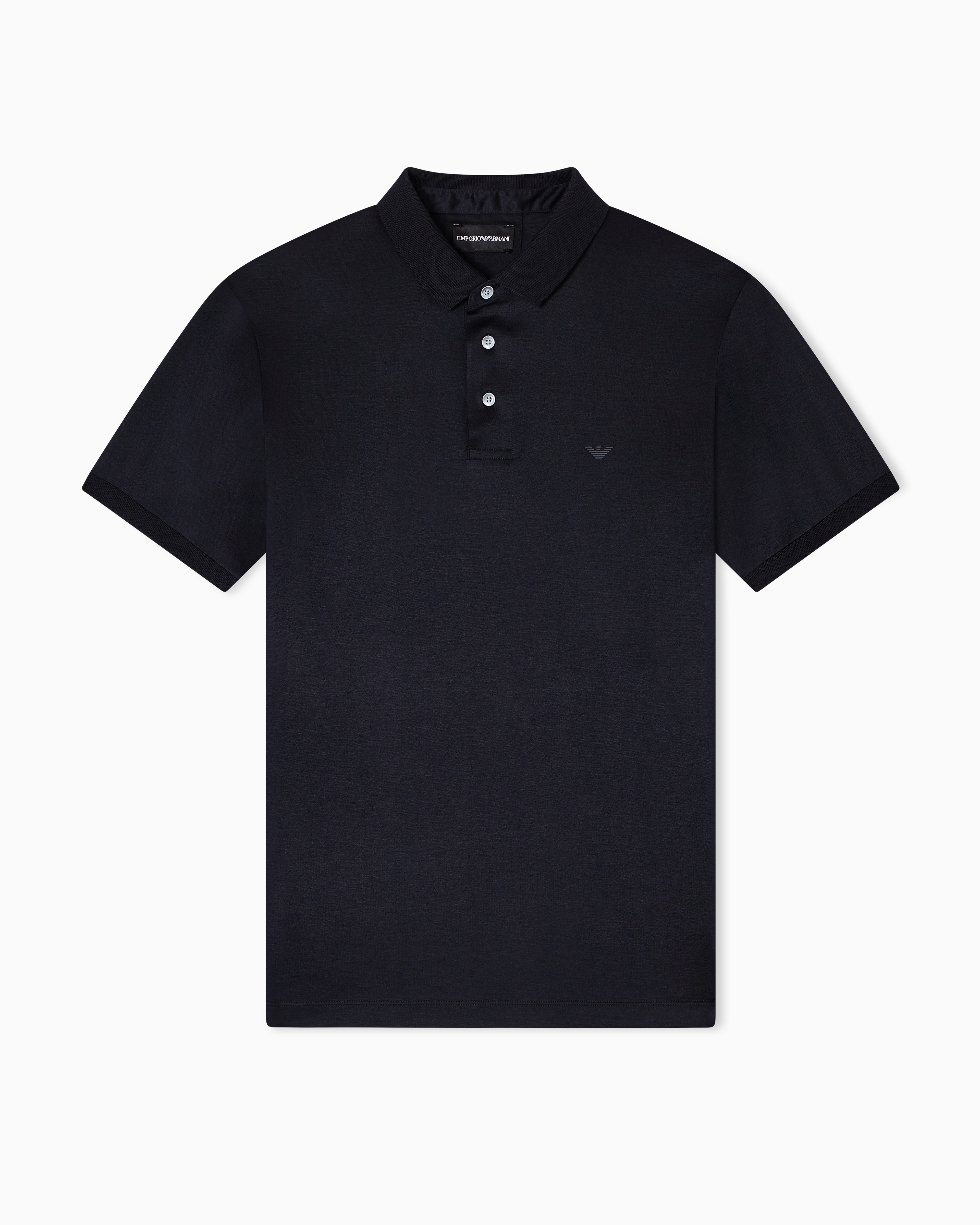 Emporio Armani - ASV Lyocell-blend jersey polo shirt, Man, Navy Blue, Size: