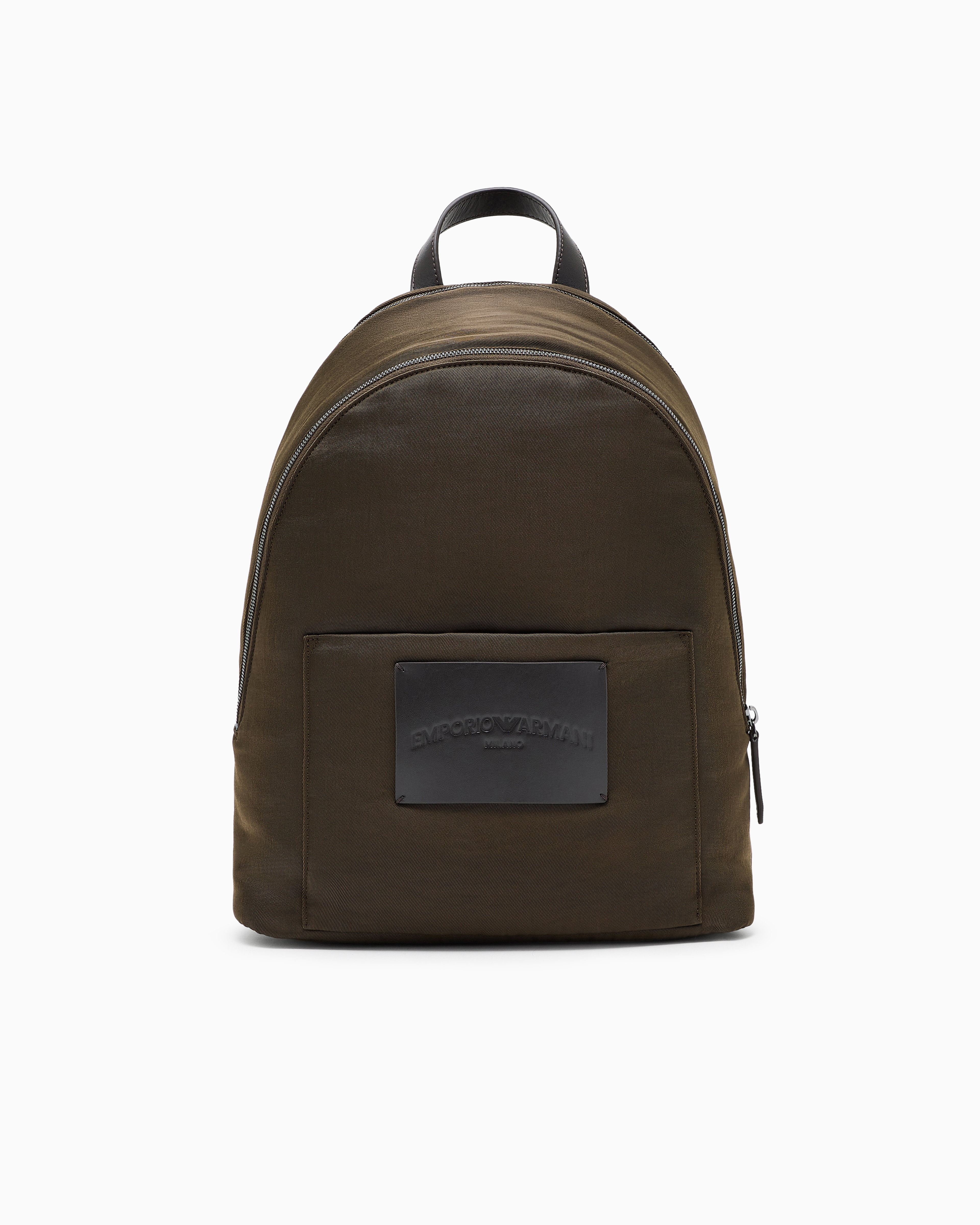 Emporio Armani - Padded nylon round backpack, Man, Green, Size: TU