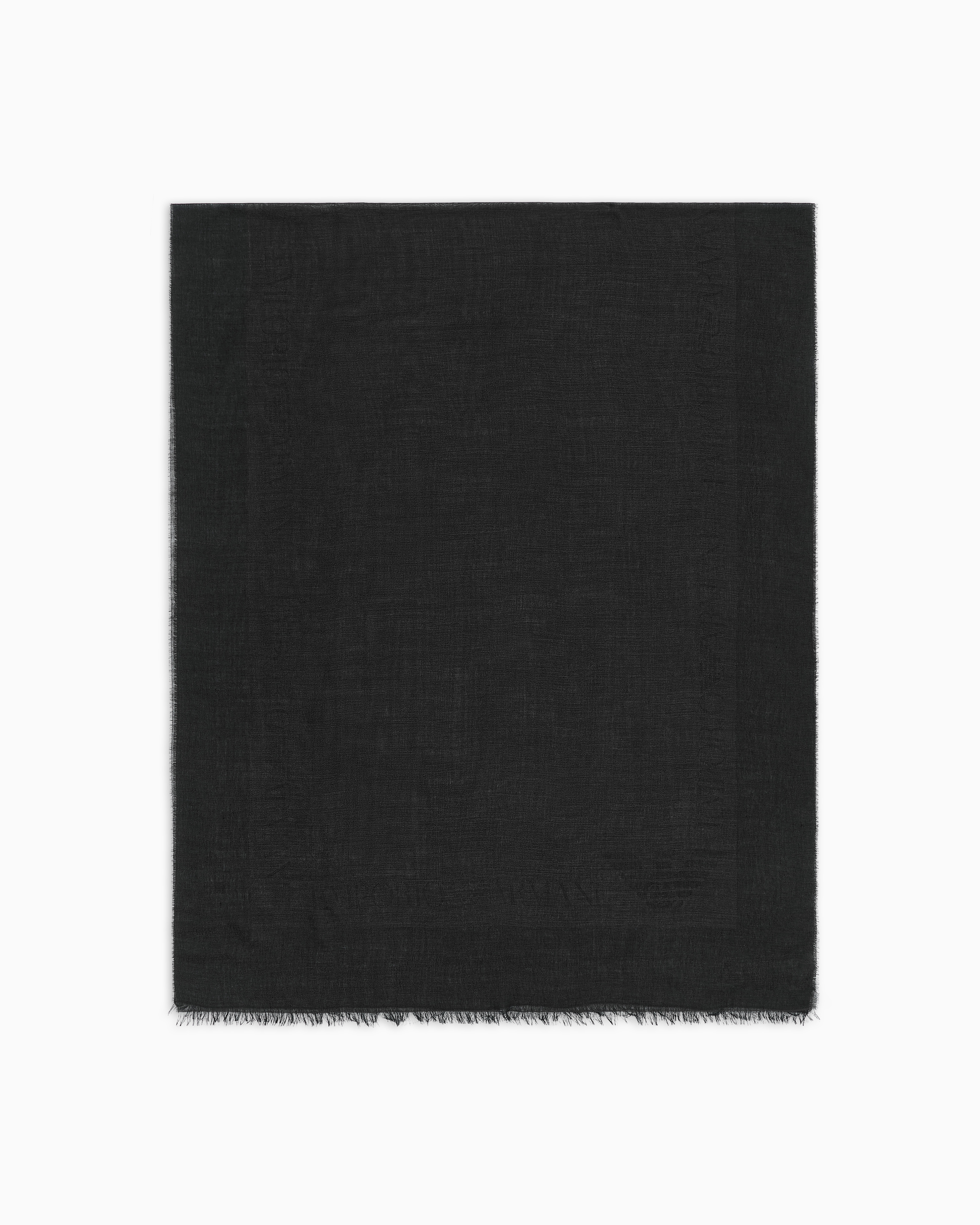 Emporio Armani - Scarf in light modal and virgin-wool blend fabric, Man, Black, Size: TU