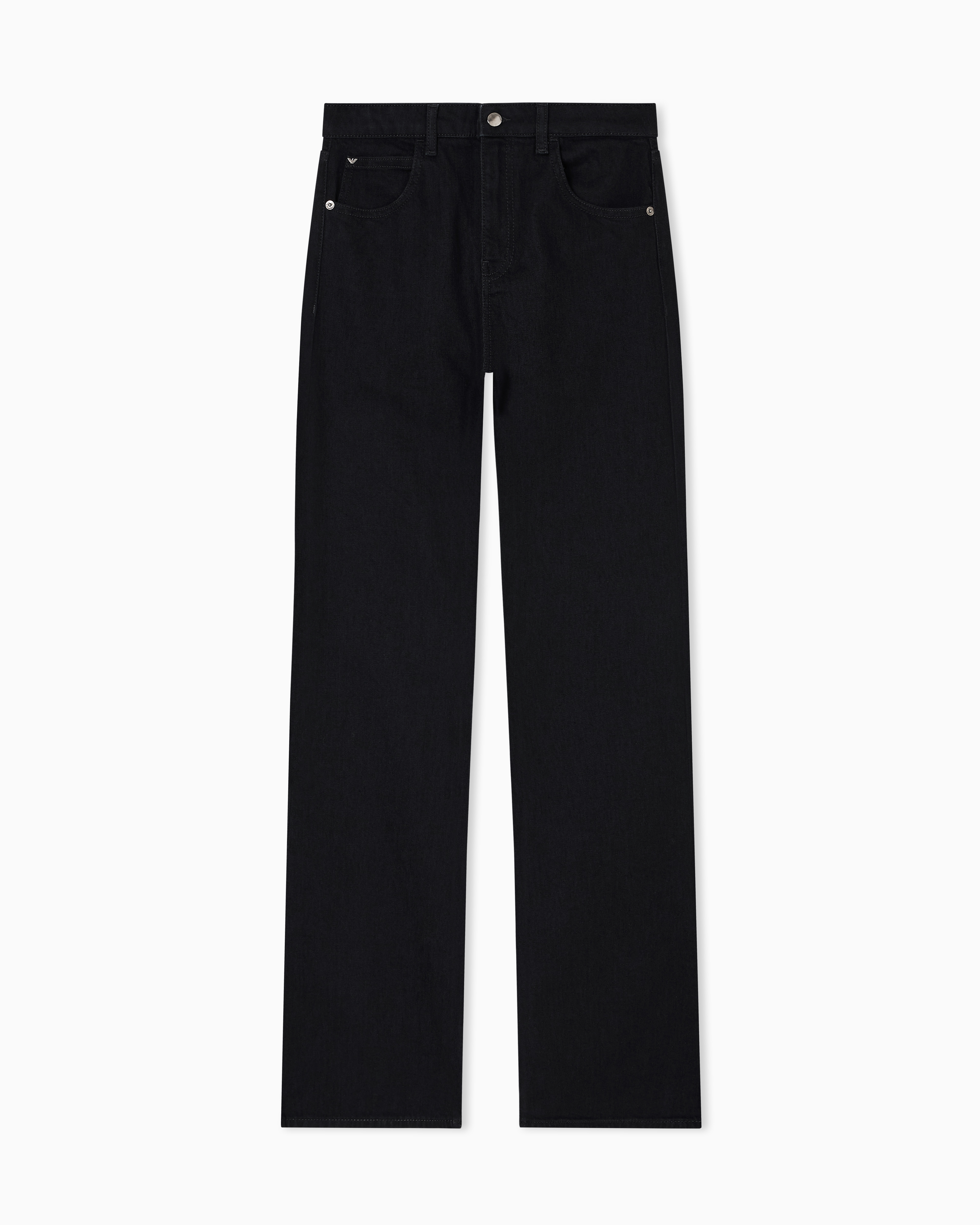 Emporio Armani - J47 Mid to high-rise, flared-leg, comfort-denim jeans, Woman, Black, Size: