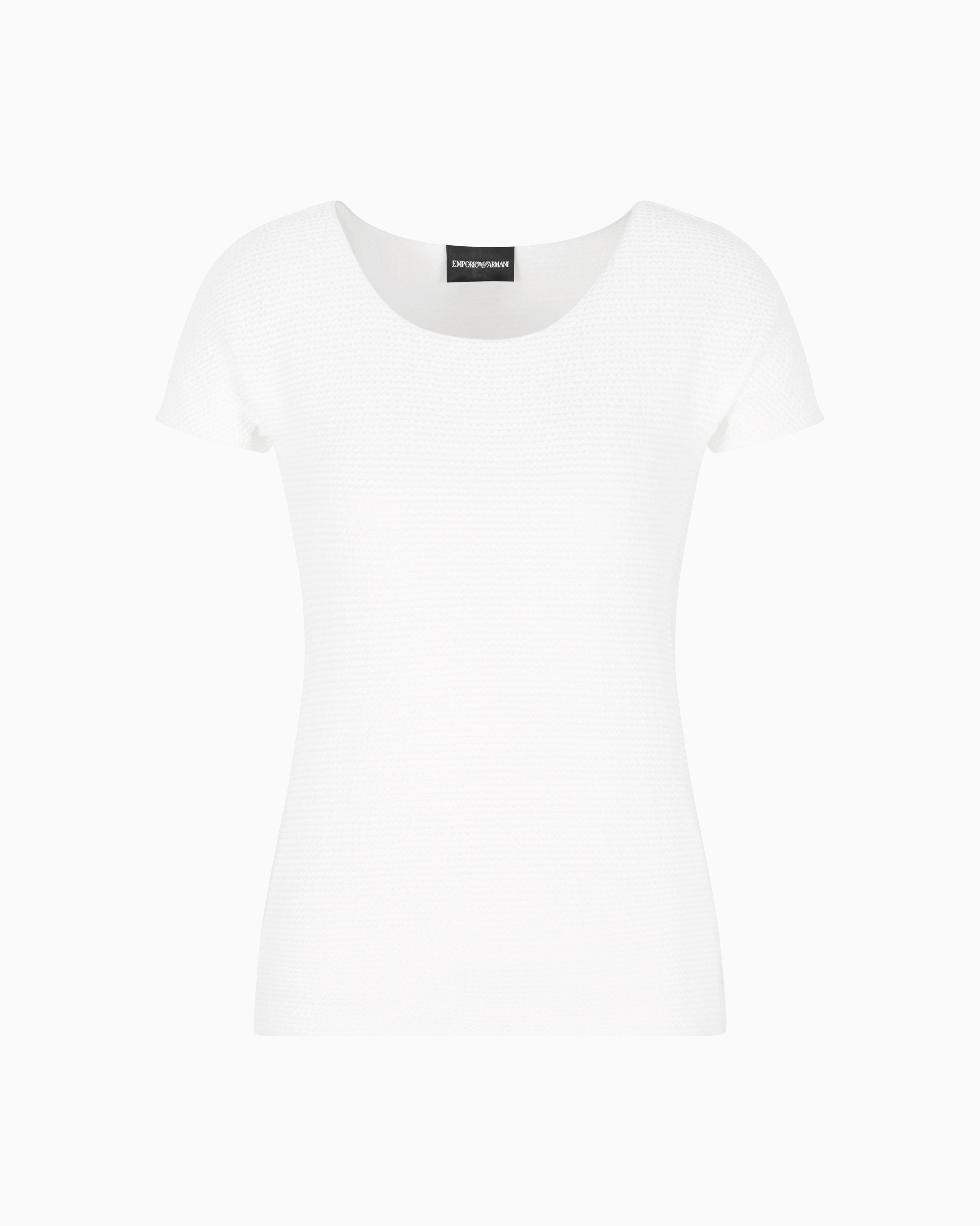 Emporio Armani - T-shirt textured-effect jersey, Woman, White, Size: