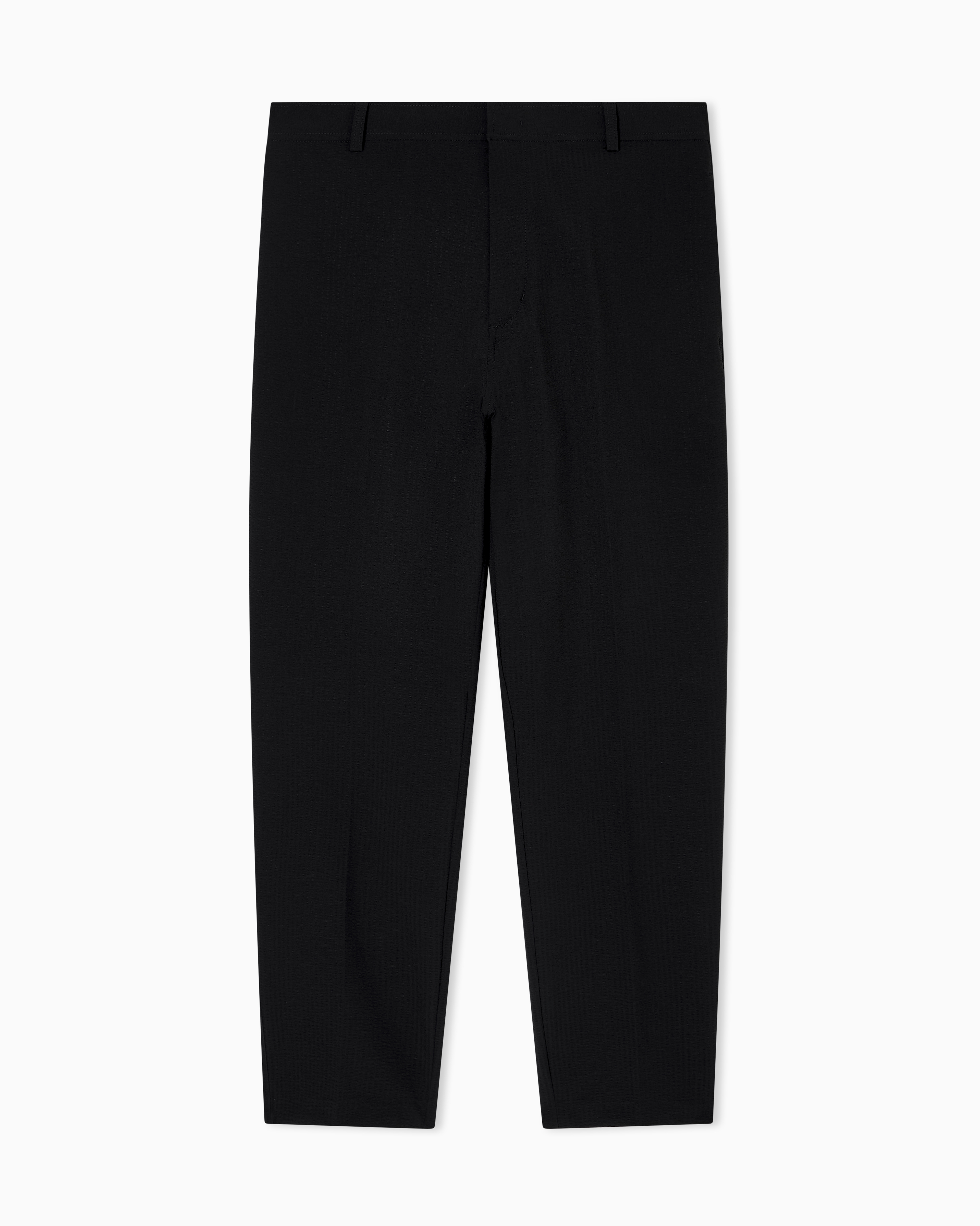 Emporio Armani - Nylon seersucker chinos, Man, Black, Size: