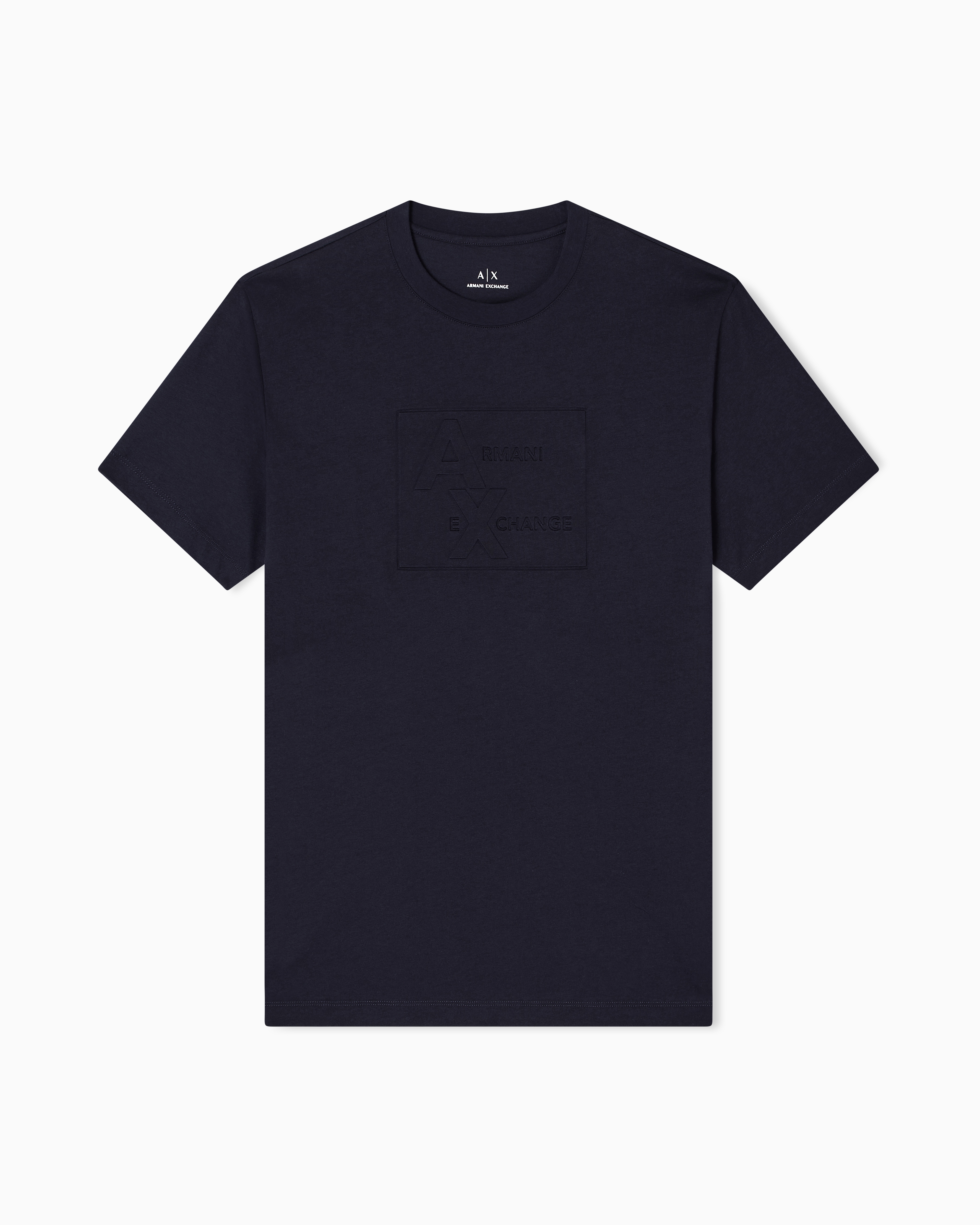 Armani Exchange - Regular fit T-shirt with embossed logo, Man, Navy_blue, Size: