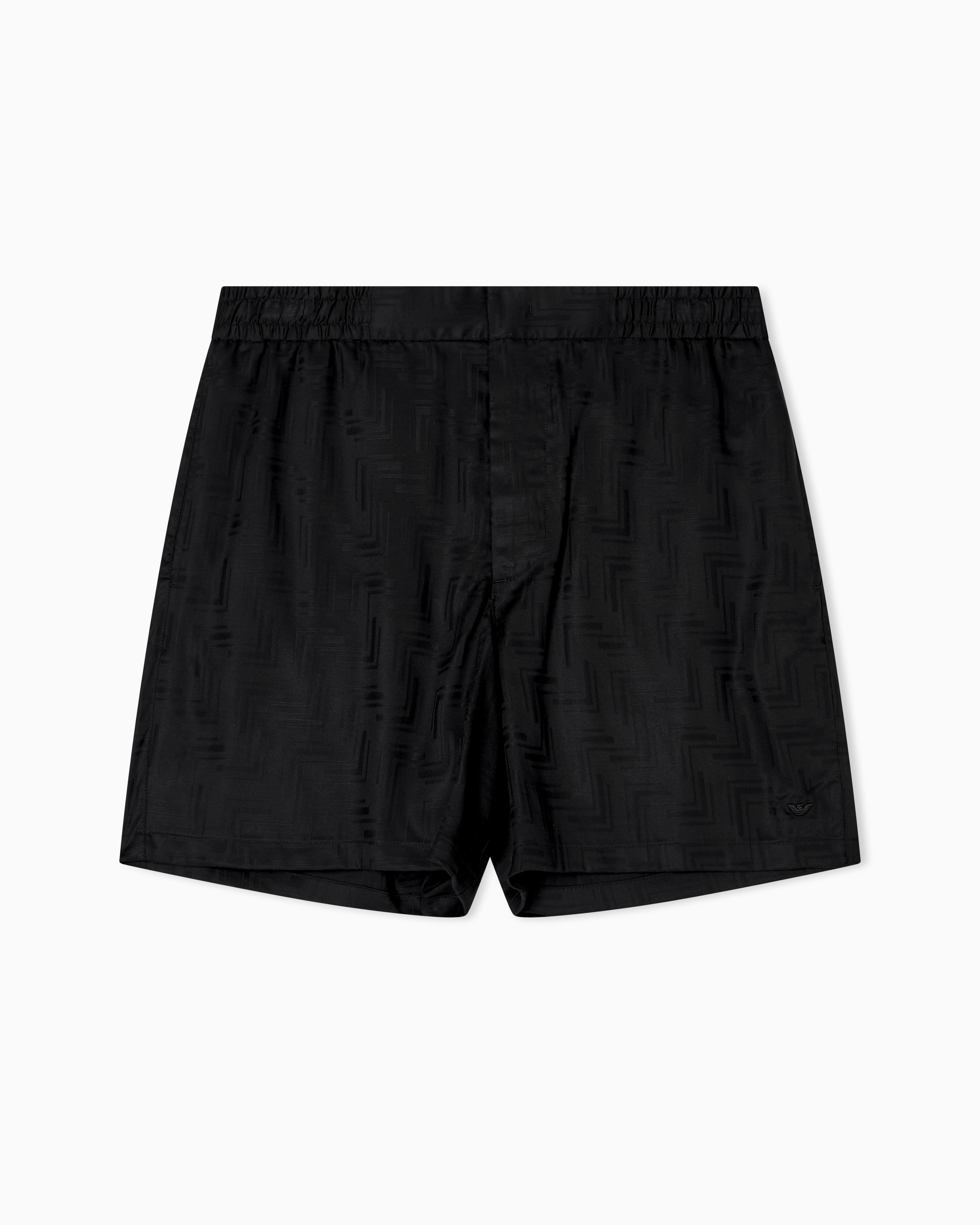 Emporio Armani - ASV jacquard Lyocell Bermuda shorts, Man, Black, Size: