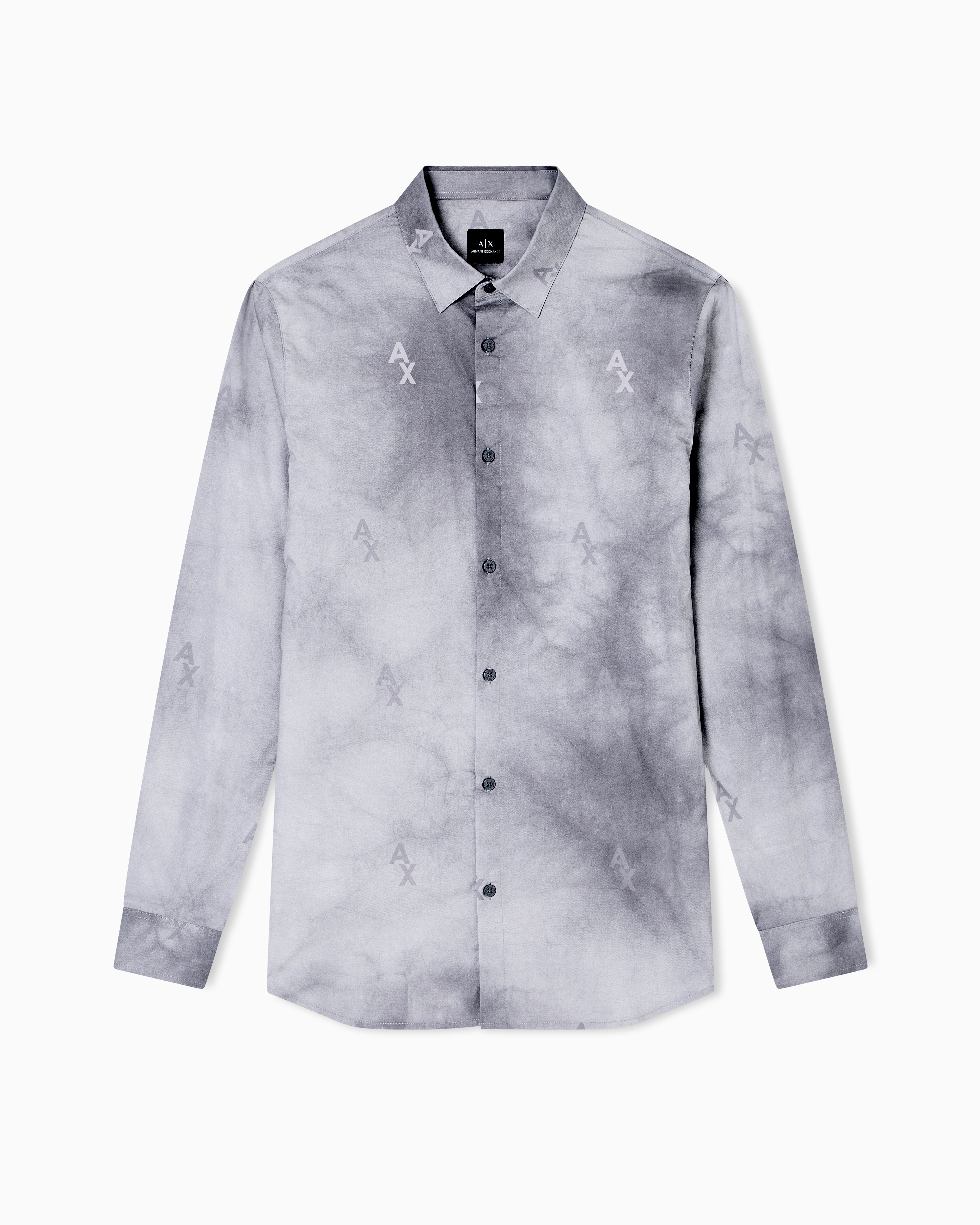 Armani Exchange - Slim fit shirt with shaded print, Man, Grey, Size: