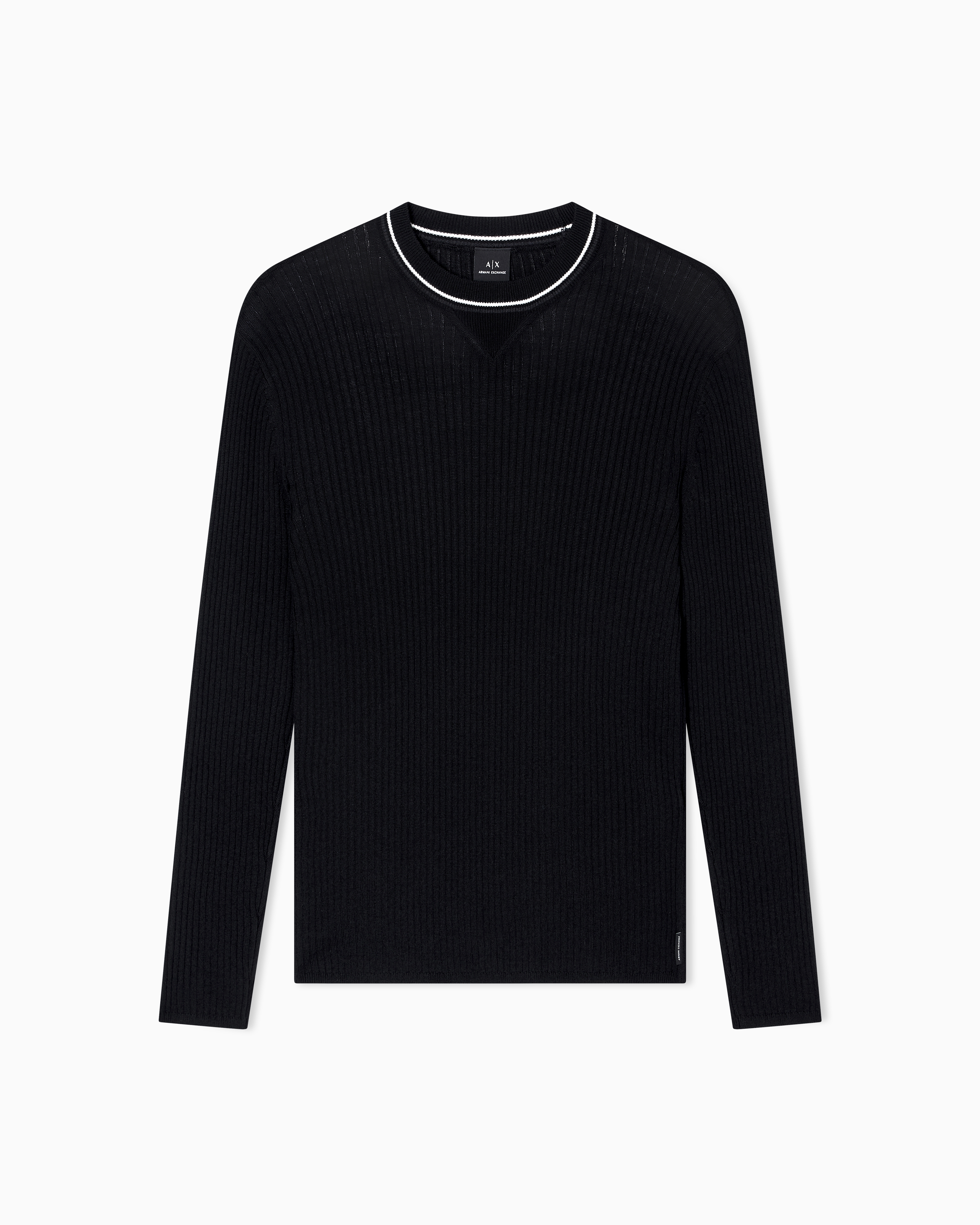 Armani Exchange - Crew neck sweater with contrasting profile, Man, Black, Size: