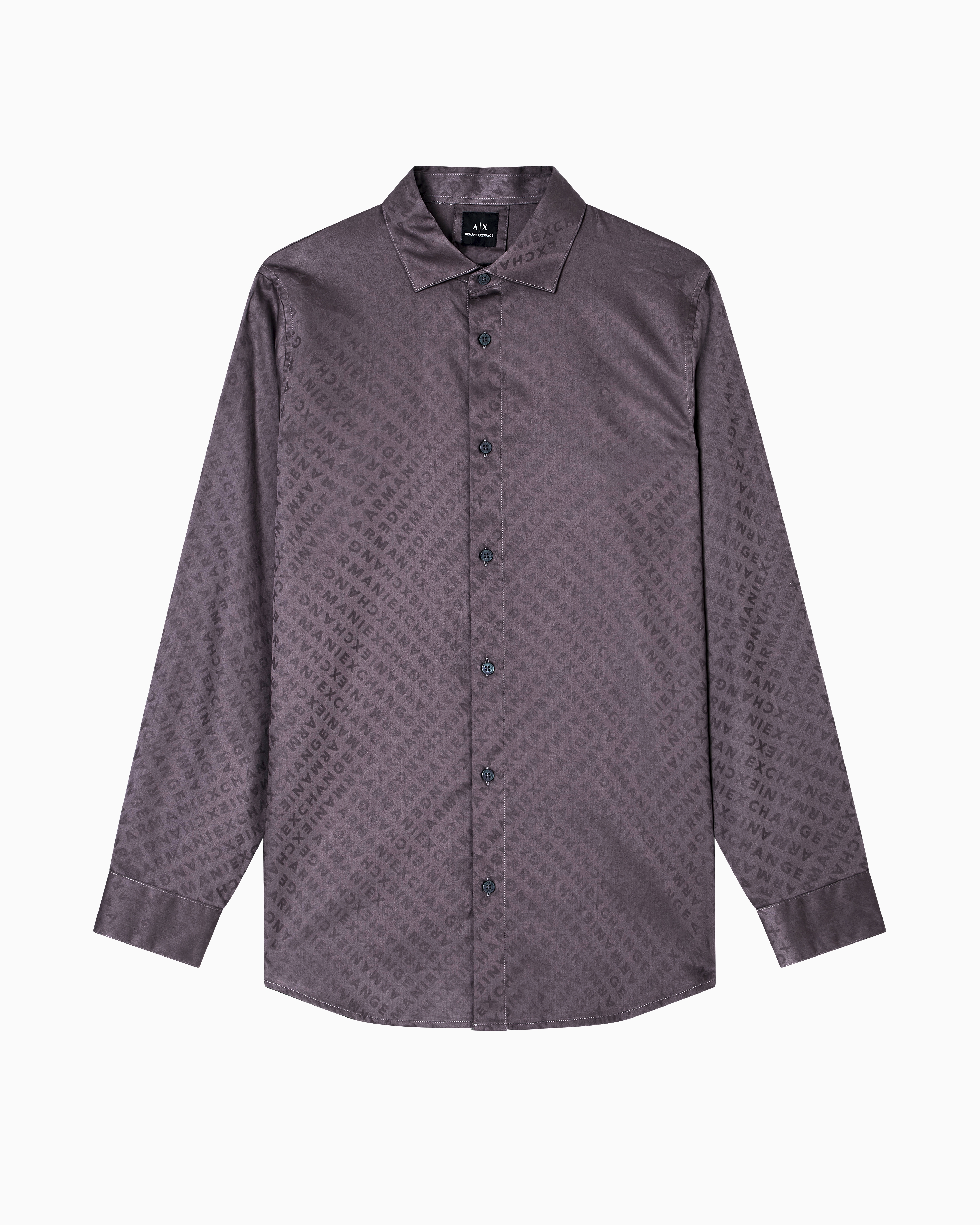 Armani Exchange - Regular fit shirt with allover logo, Man, Grey, Size: