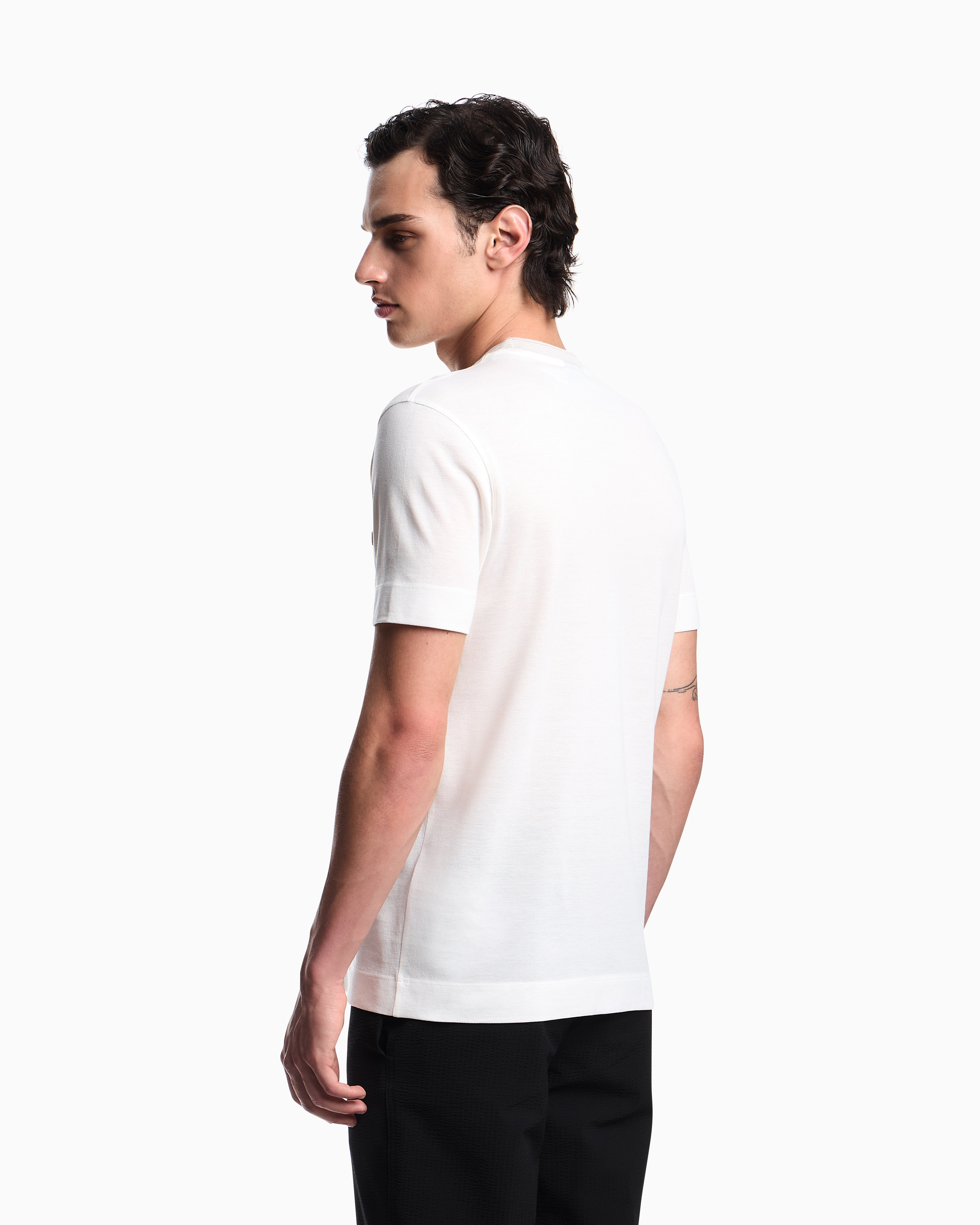 Emporio Armani - ASV piqué T-shirt with super-embossed EA embroidery, Man, White, Size: