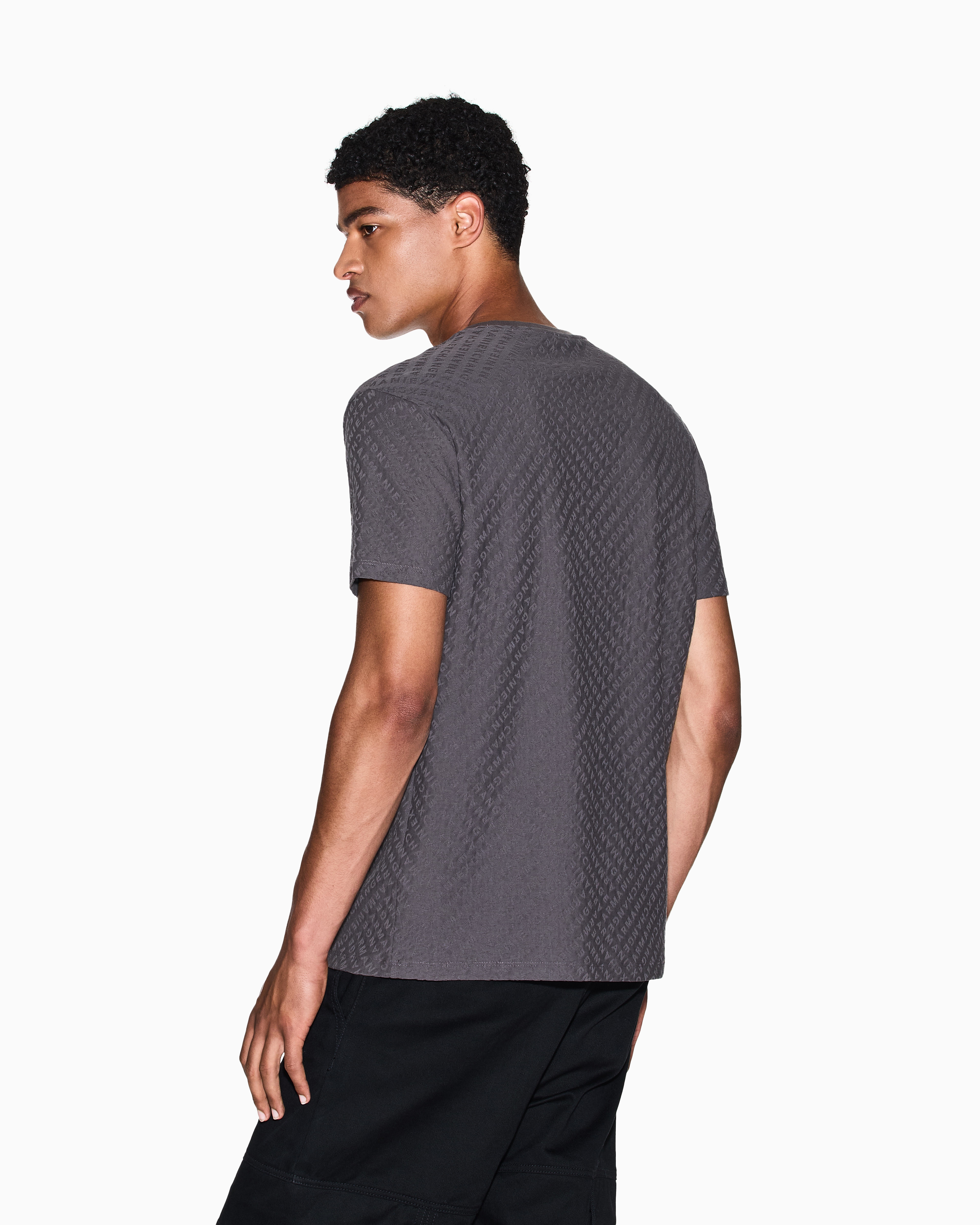 Armani Exchange - Regular fit t-shirt jacquard fabric, Man, Grey, Size: