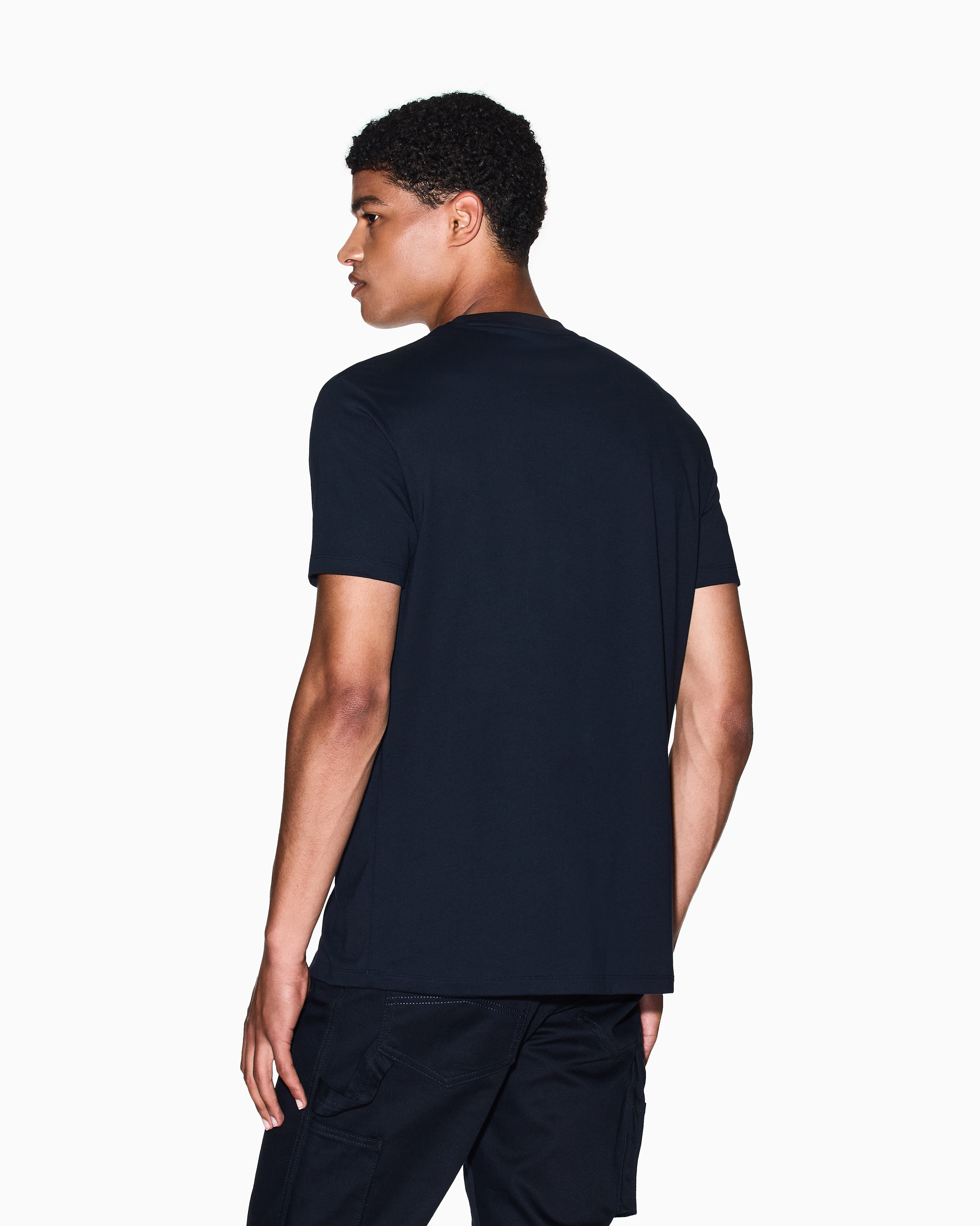 Armani Exchange - Regular fit T-shirt with photographic print, Man, Navy_blue, Size: