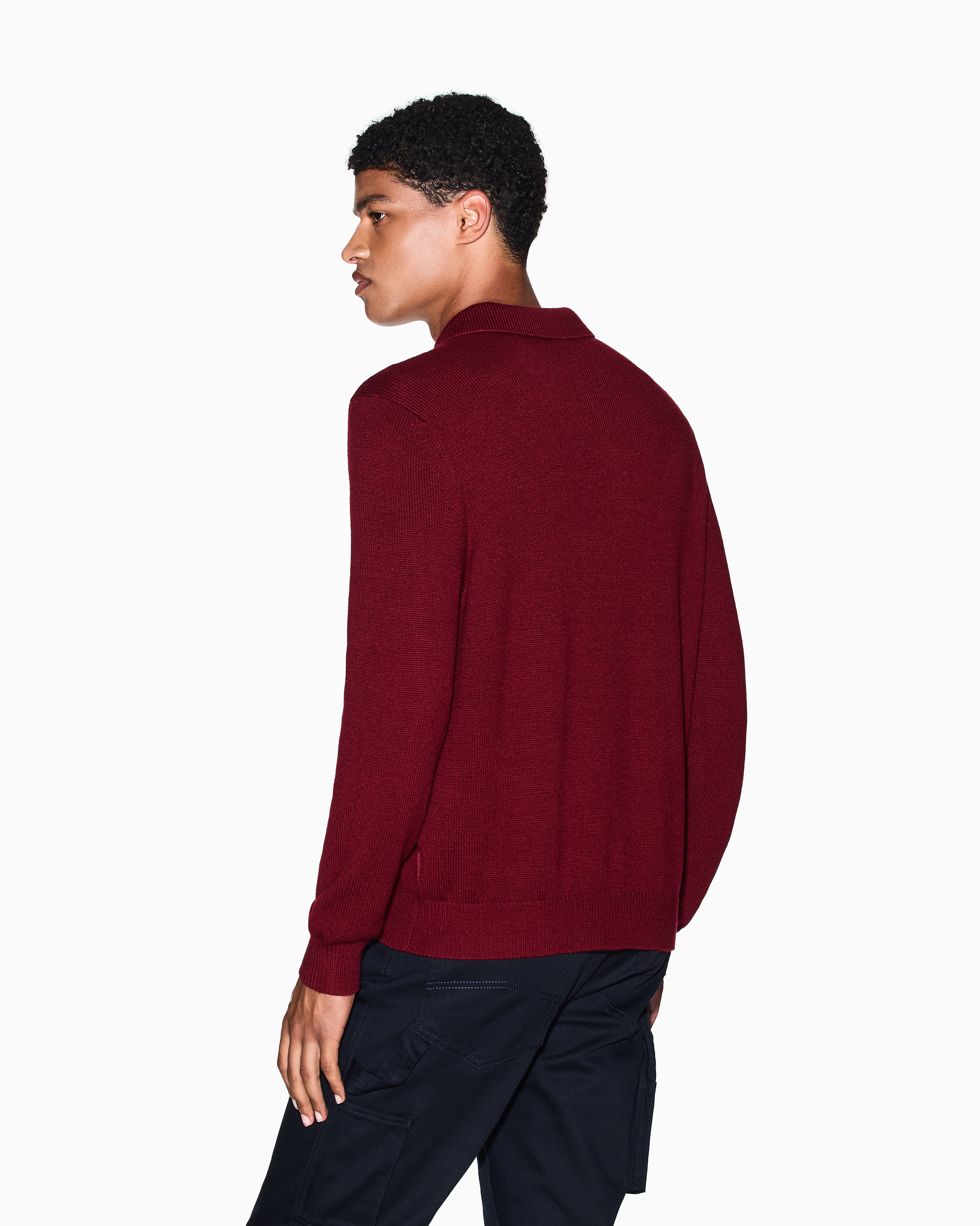 Armani Exchange - Wool and cotton knitted polo shirt, Man, Red, Size: