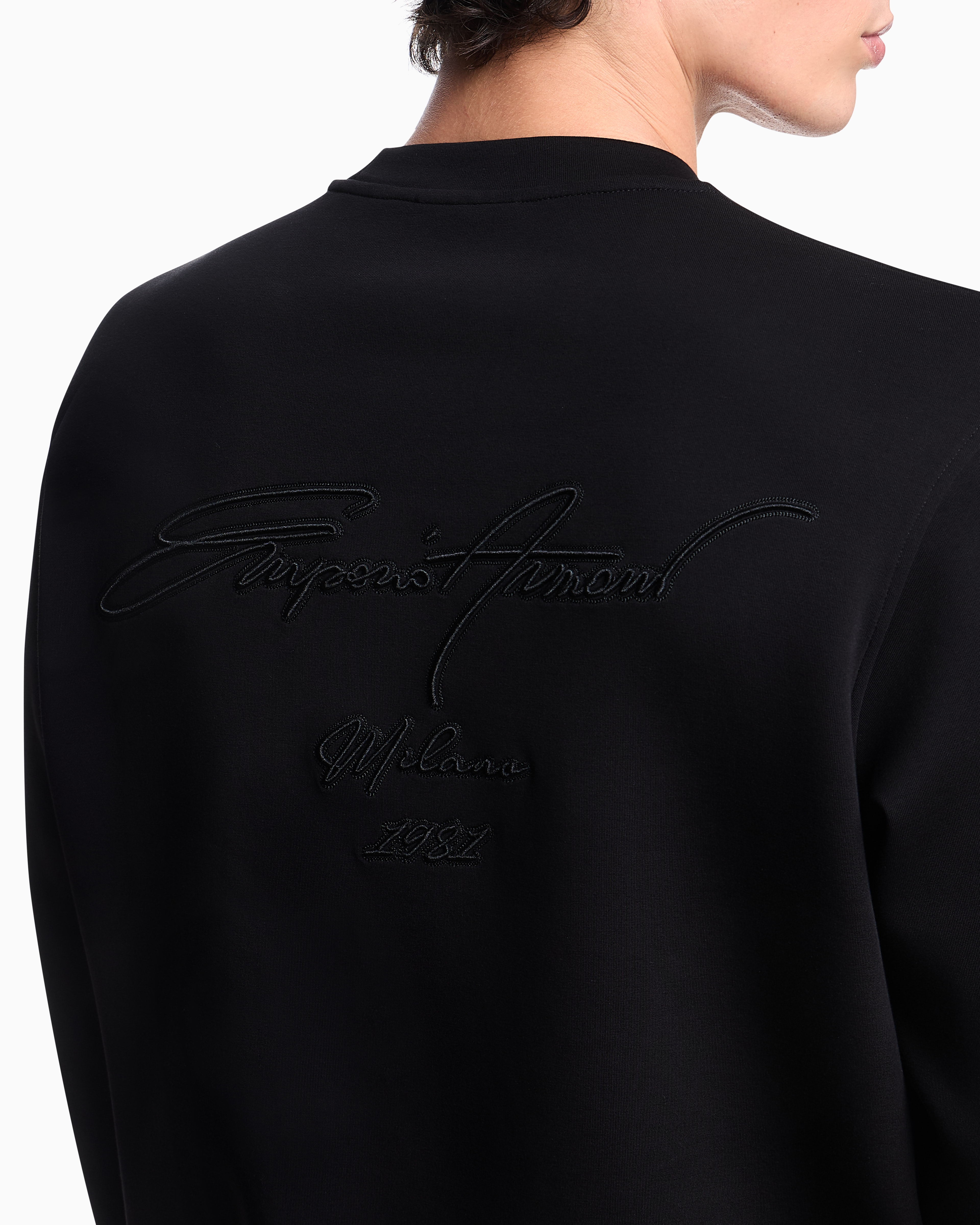 Emporio Armani - ASV double-jersey sweatshirt with oversized embroidery, Man, Black, Size: