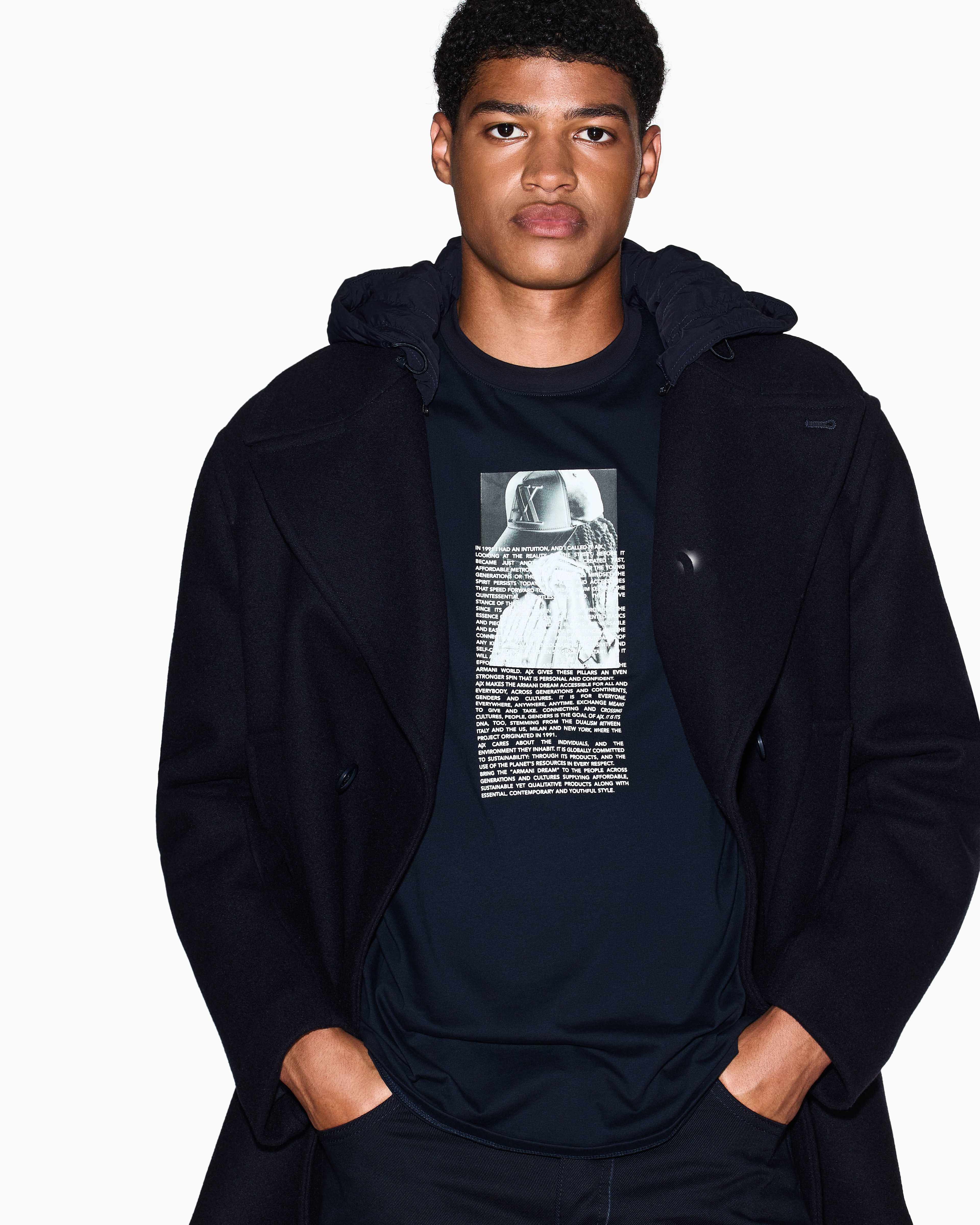 デタッチャブルフード ハーフコート | Armani Exchange