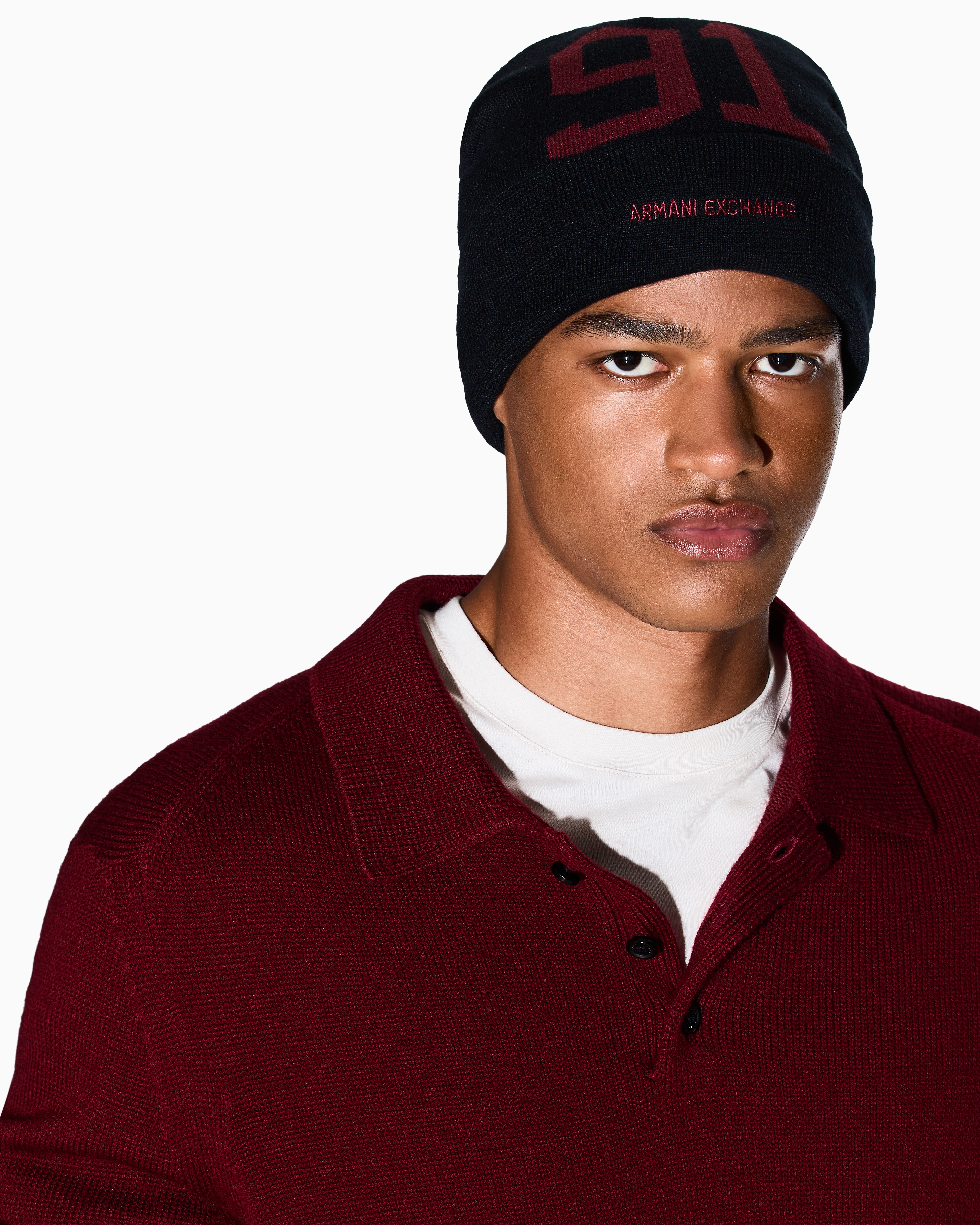 A|X RIBBED KNIT 91 LOGO BEANIE
