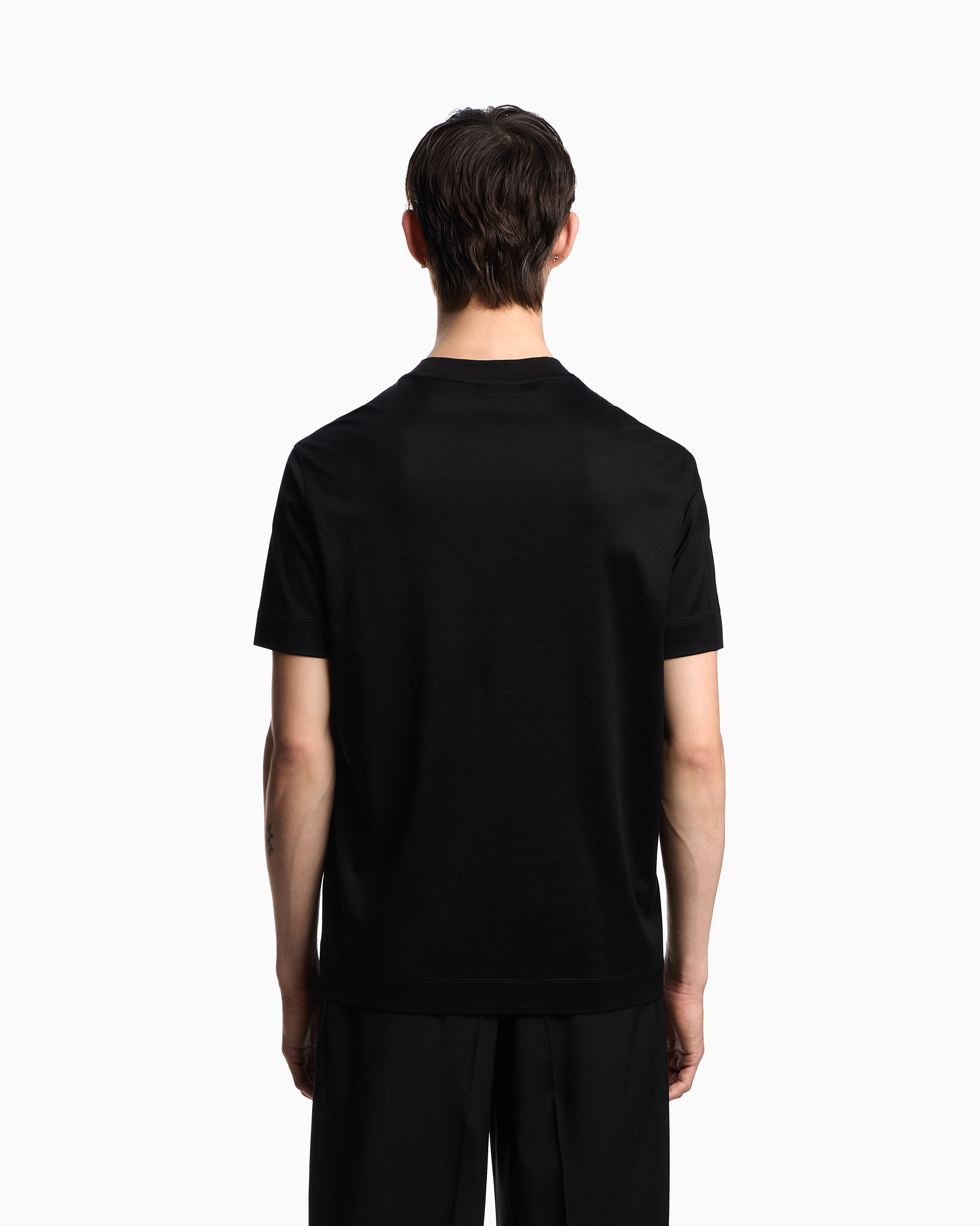 Emporio Armani - Lyocell blend jersey T-shirt with 3D-effect logo, Man, Black, Size: