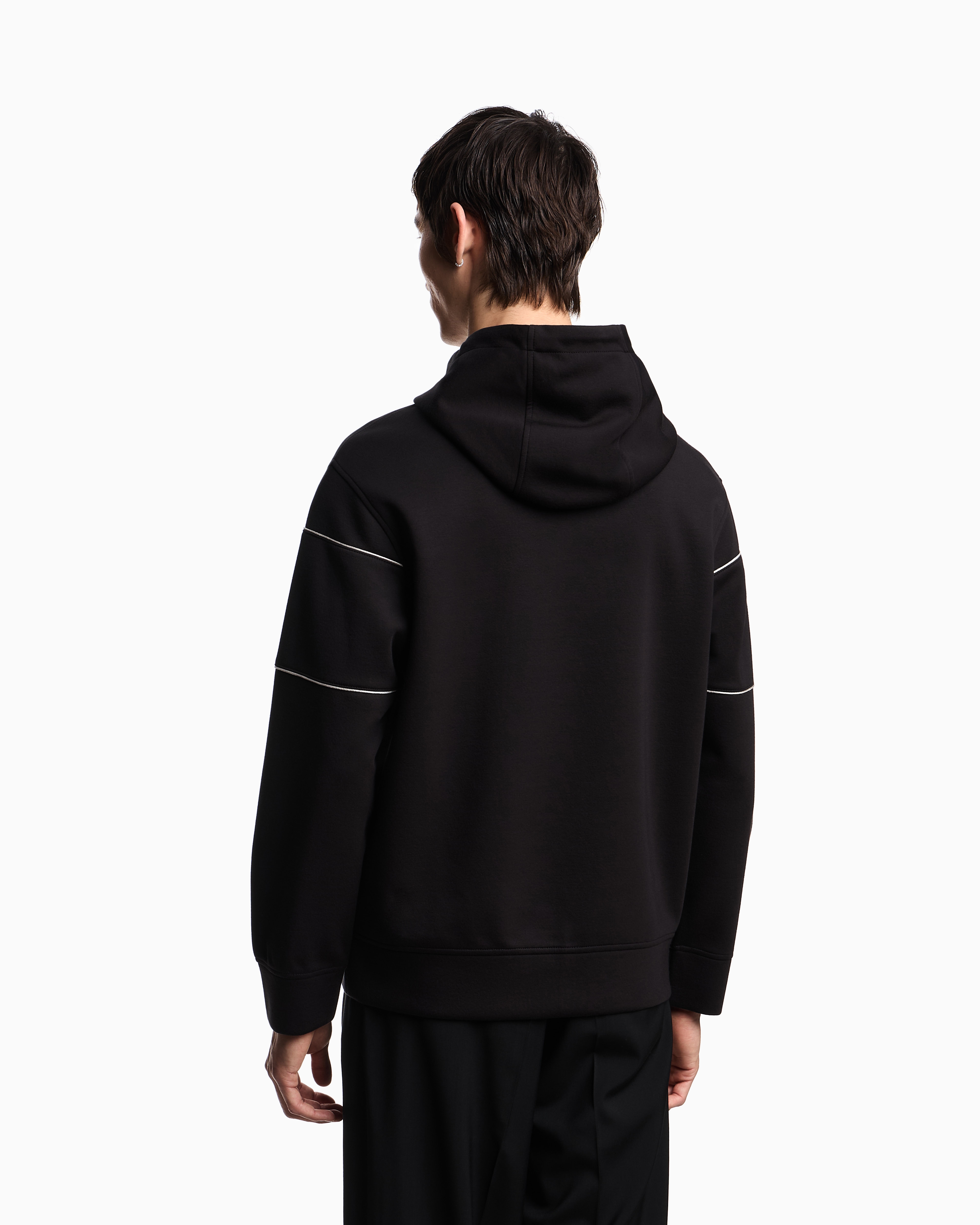 Emporio Armani - Double-jersey hooded sweatshirt with 3D-effect logo, Man, Black, Size: