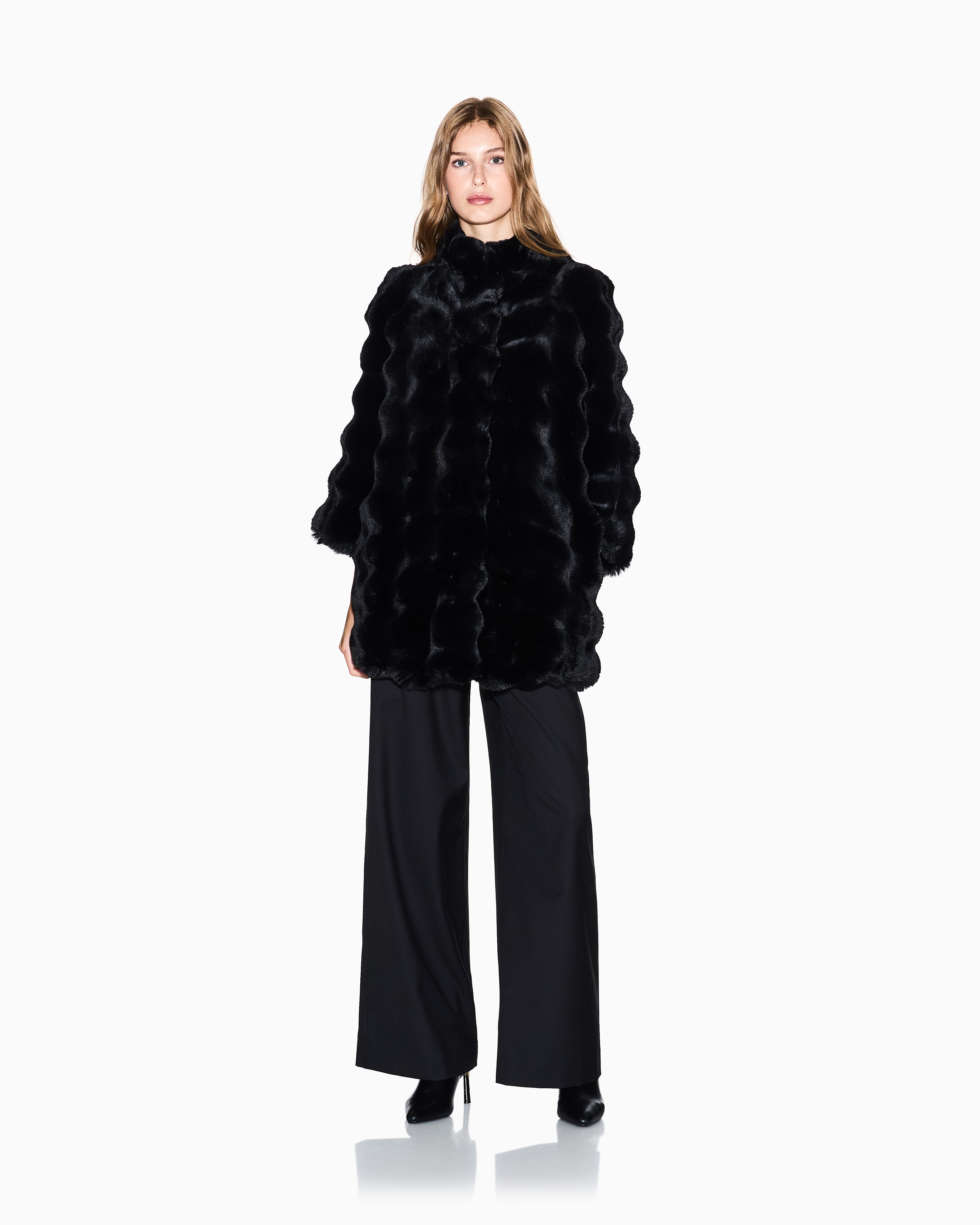 Armani Exchange - Faux fur jacket with waves, Woman, Black, Size: