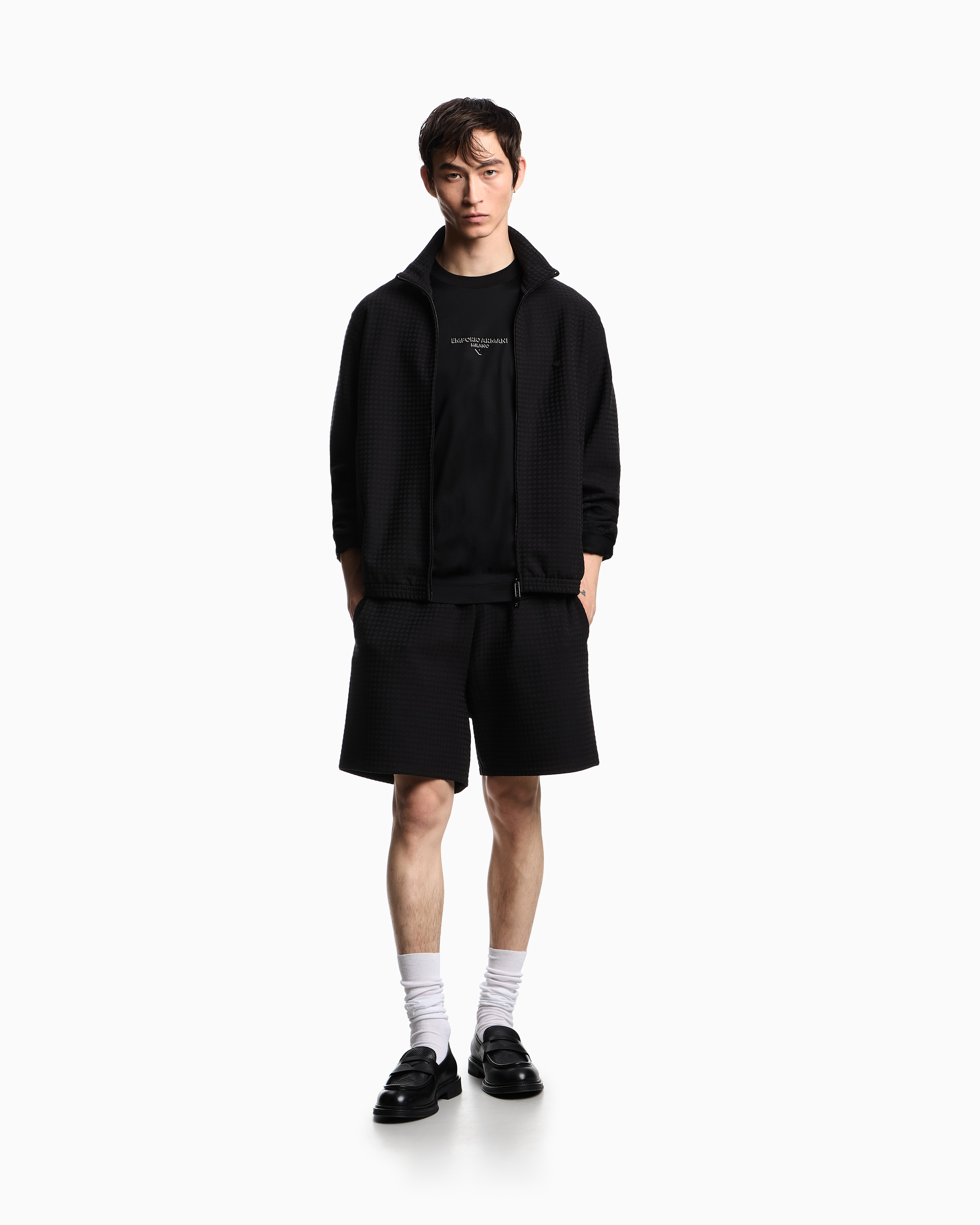 ASV フルジップ スウェットシャツ リヨセル混紡ジャカード