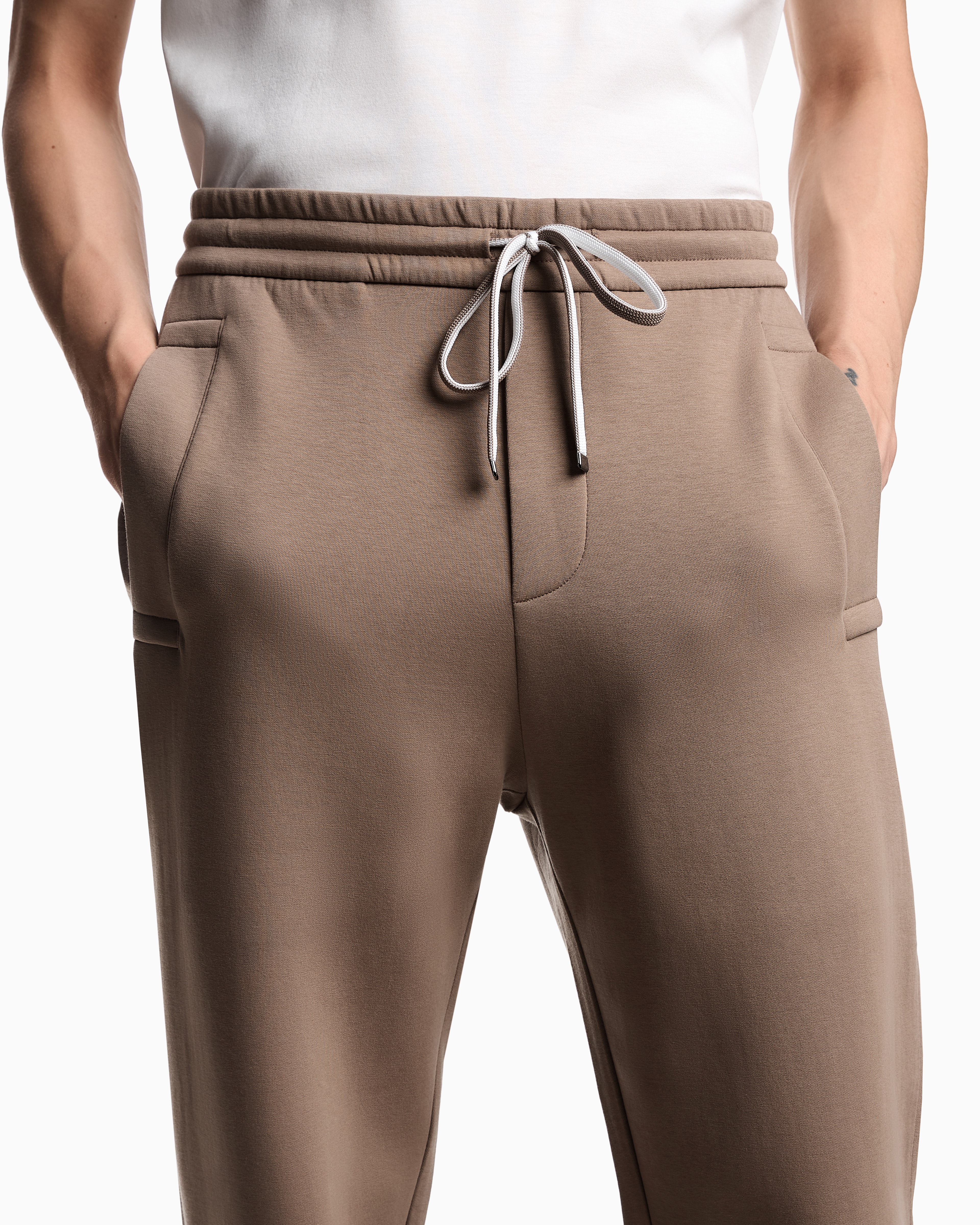 Emporio Armani - Double-jersey joggers, Man, Beige, Size: