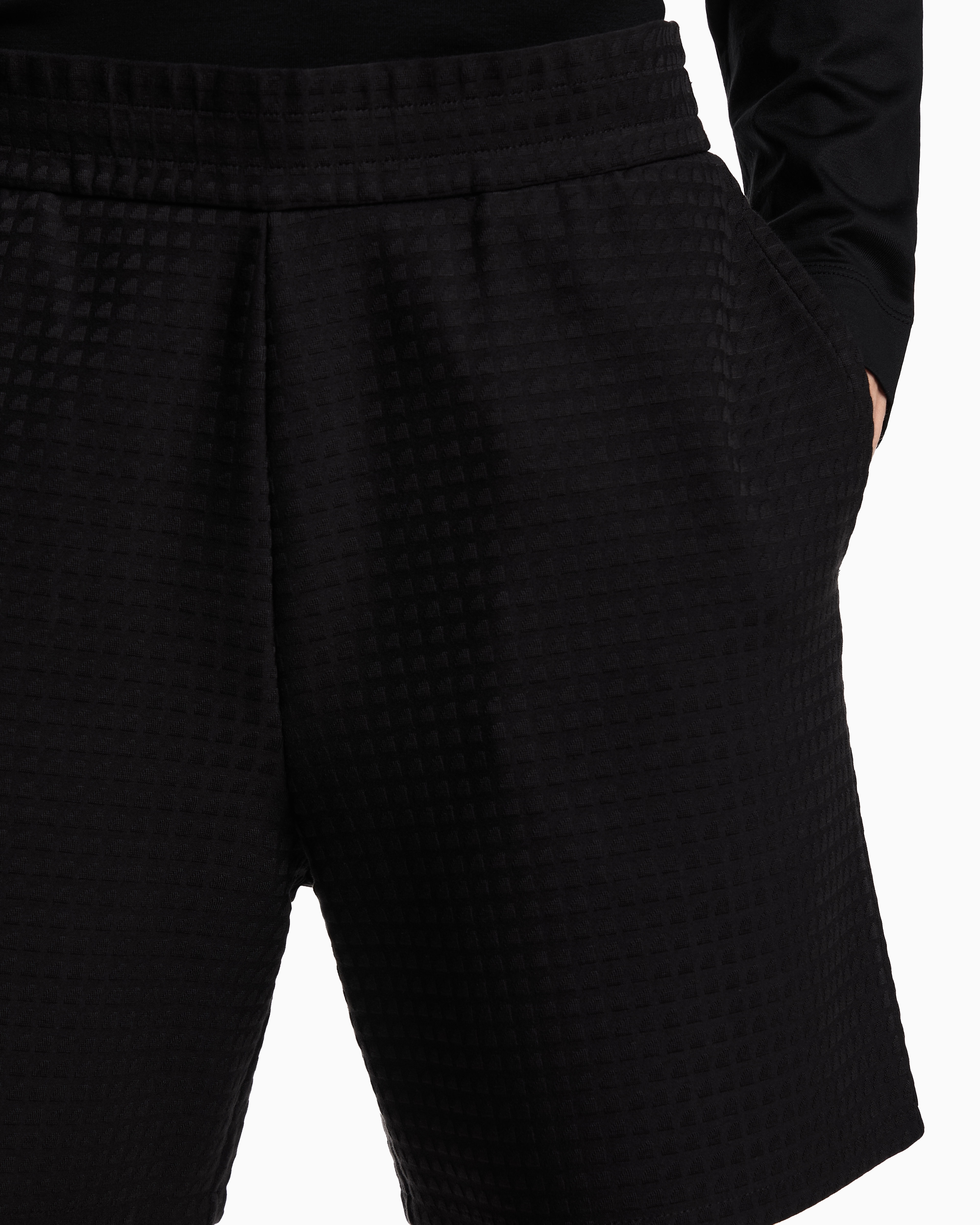 Emporio Armani - ASV Lyocell-blend jacquard jersey Bermuda shorts, Man, Black, Size: