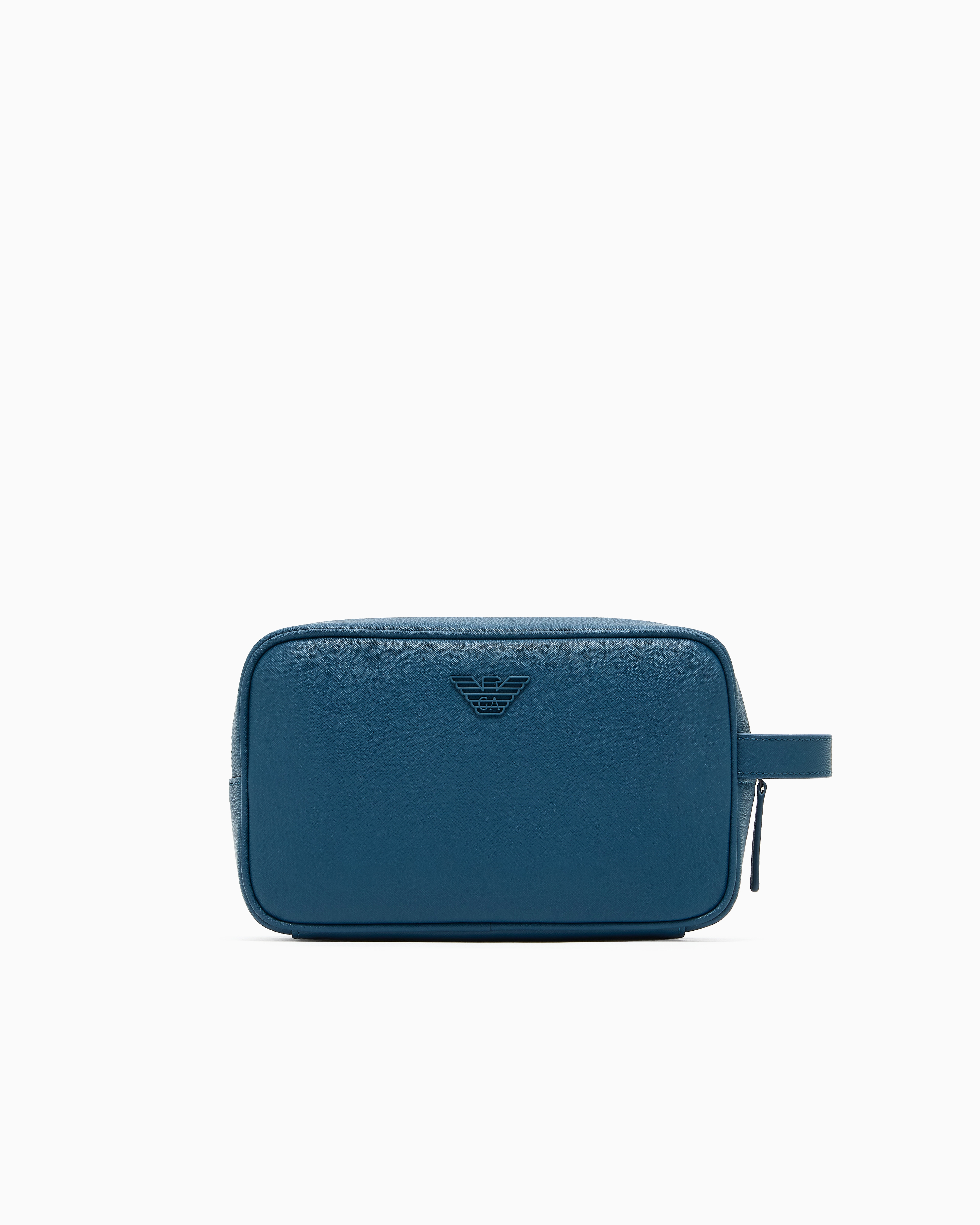 Emporio Armani Blue Regenerated Saffiano Washbag
