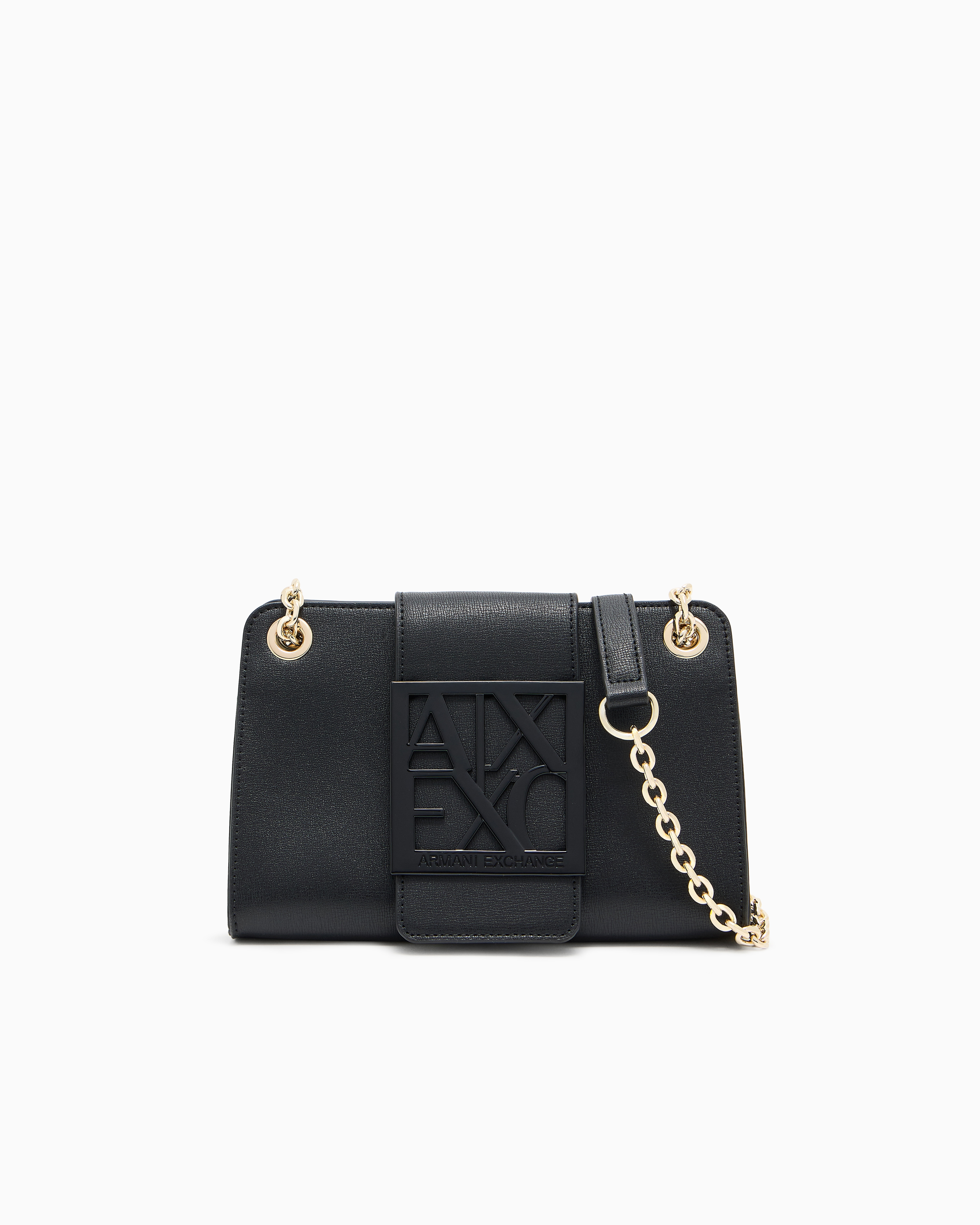 Armani Exchange - Small shoulder bag with shaped logo, Woman, Black, Size: TU