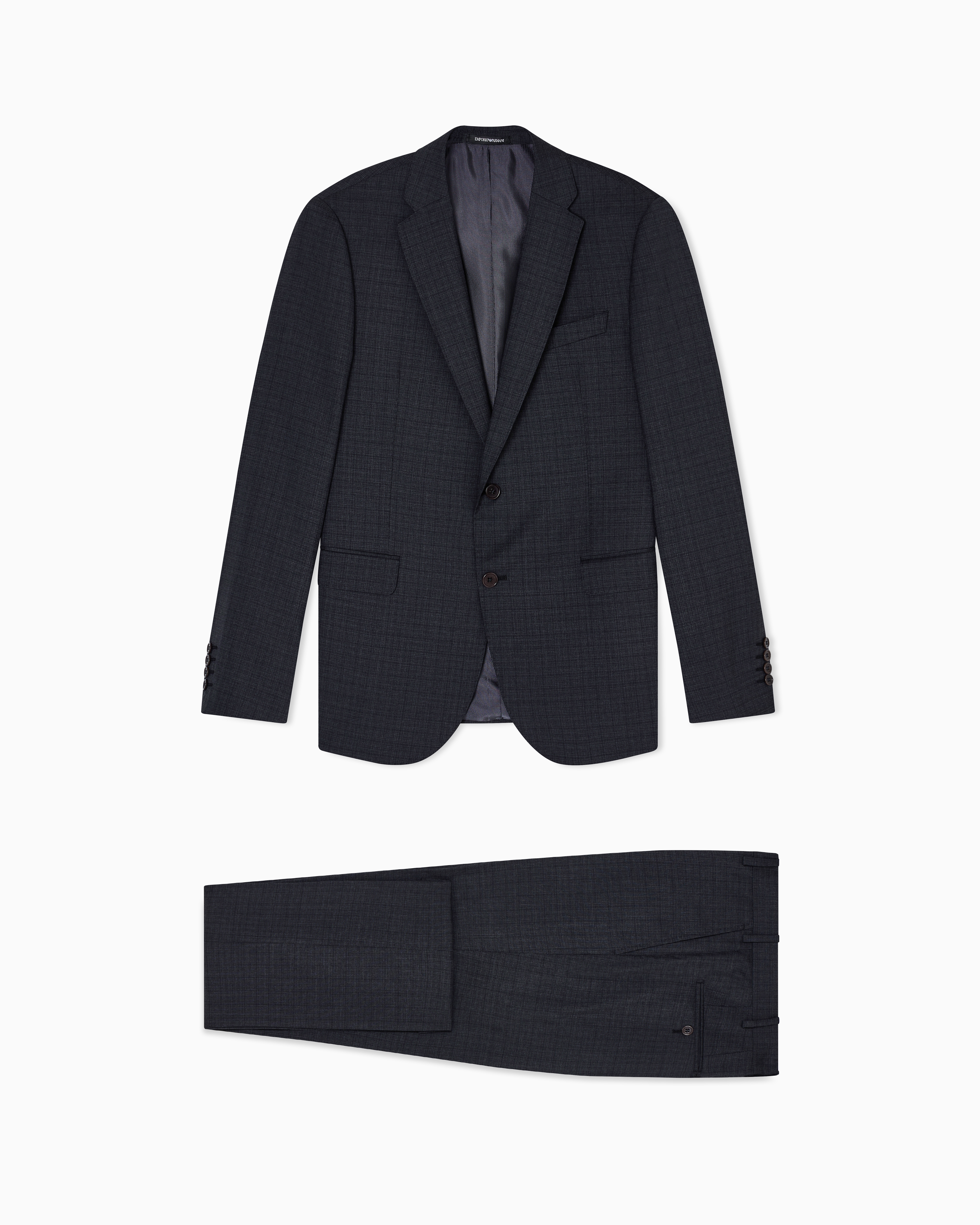 Emporio Armani - Single-breasted suit made of tropical light wool with a check motif, Man, Brown, Size: