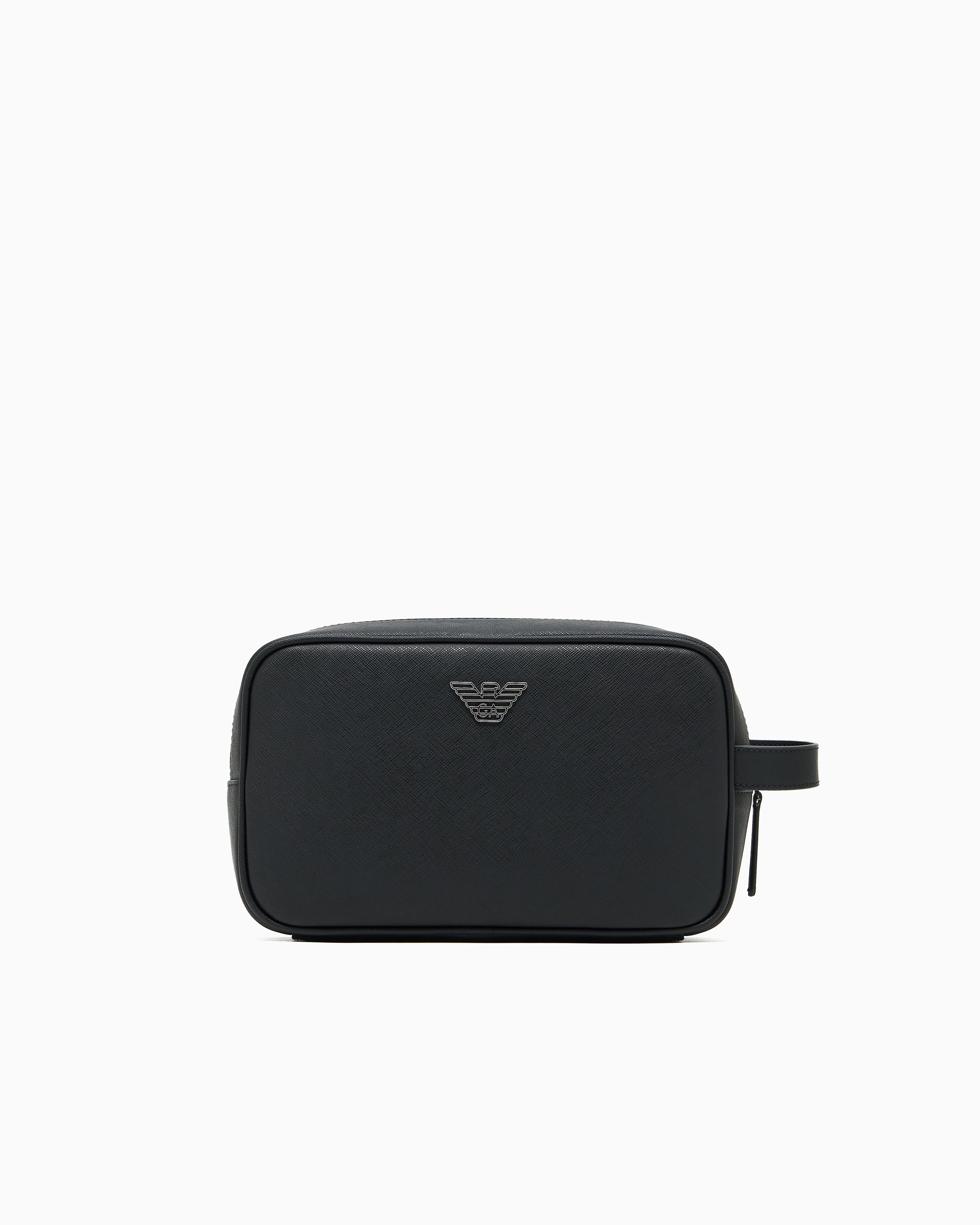 Emporio Armani Black Regenerated Saffiano Washbag