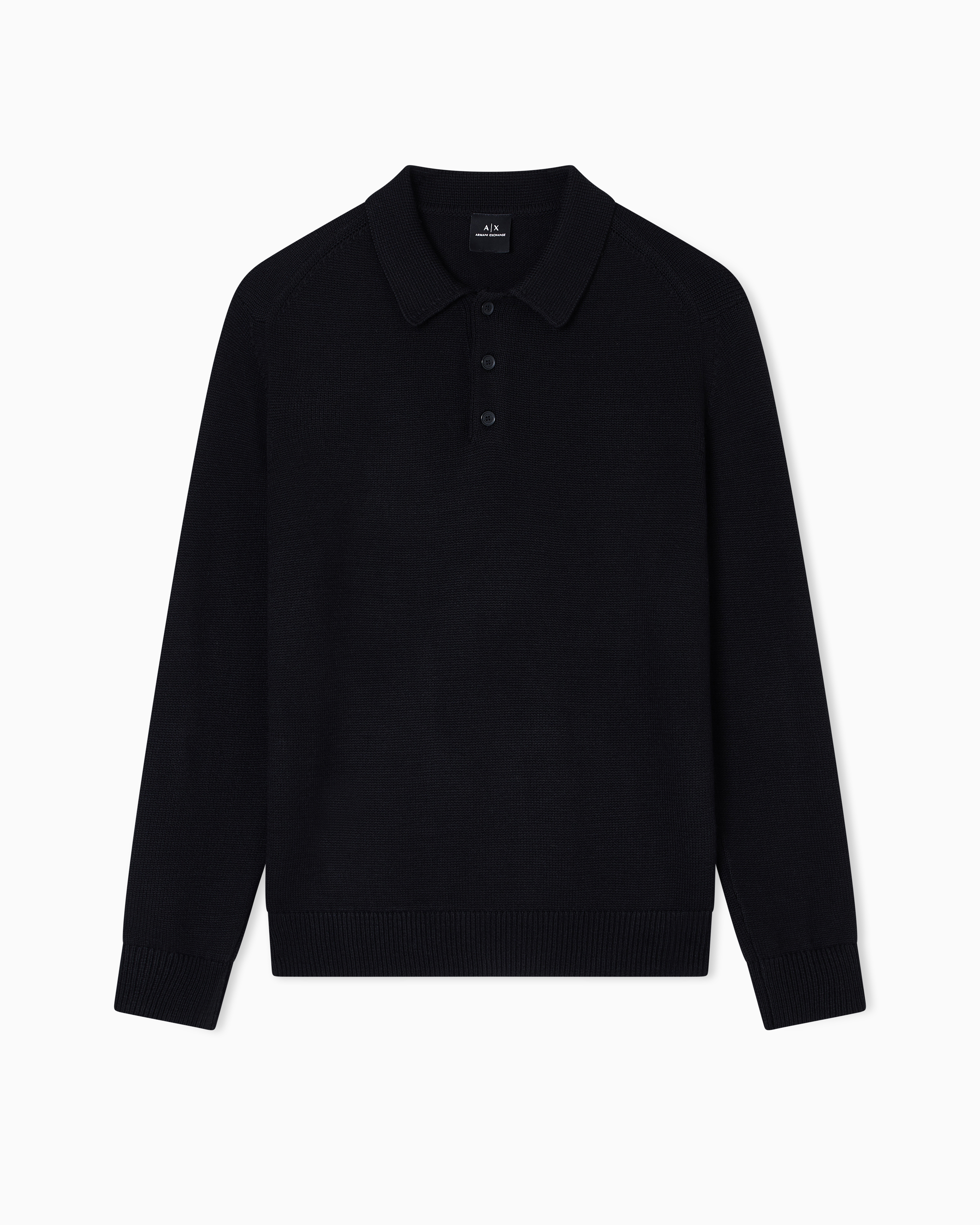 Armani Exchange - Wool and cotton knitted polo shirt, Man, Black, Size: