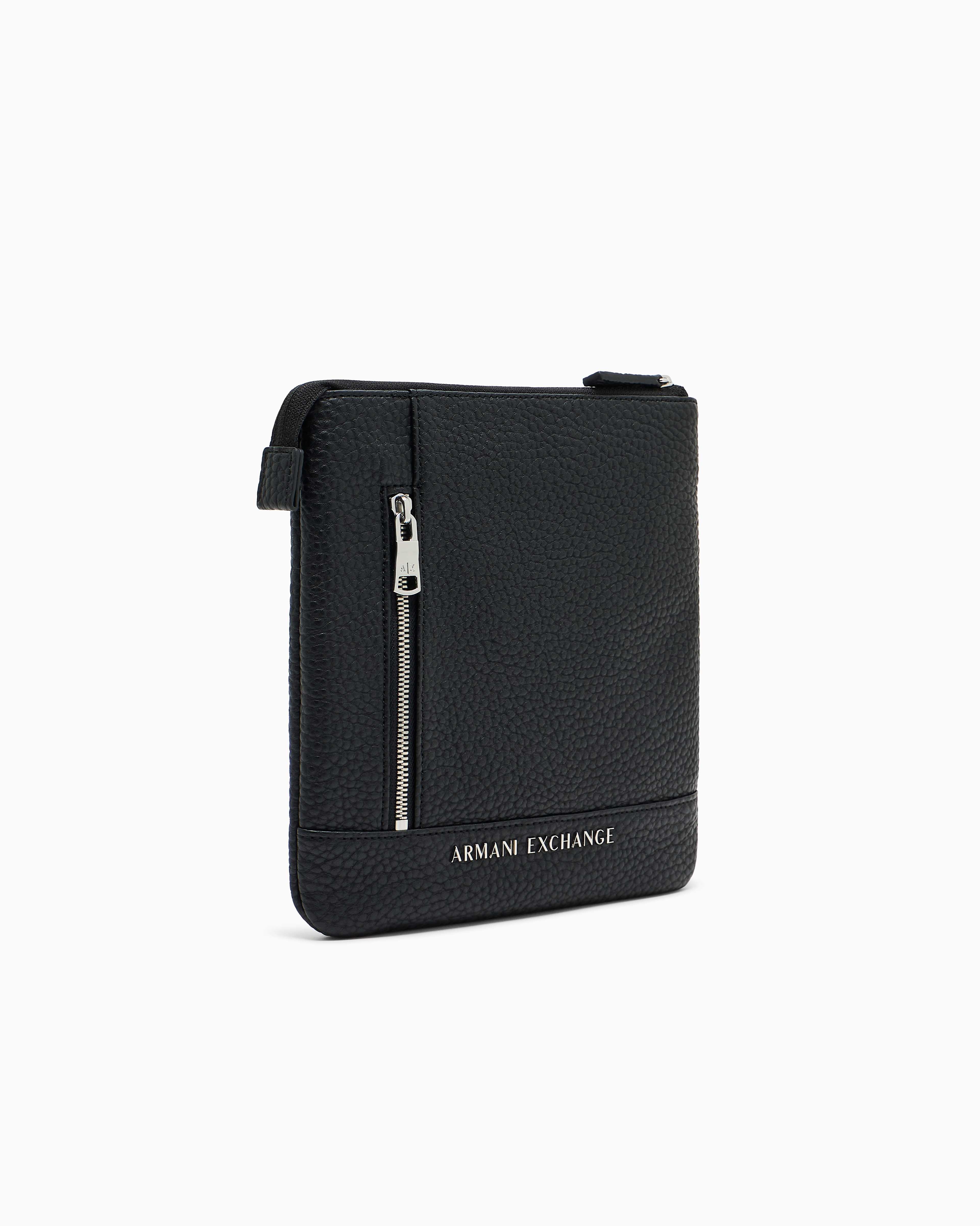 Armani Exchange - Flat crossbody bag with external pocket, Man, Black, Size: TU