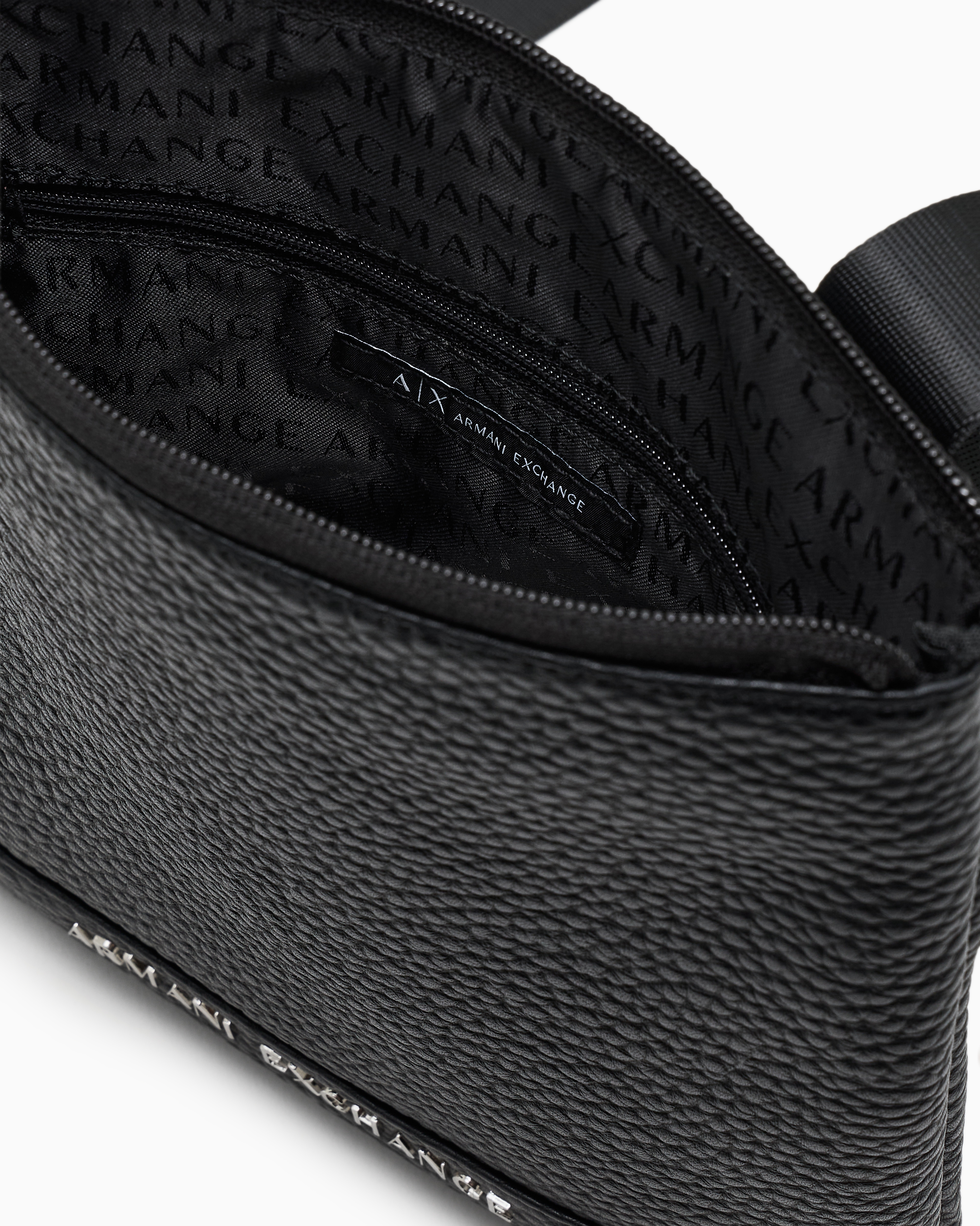 Armani Exchange - Flat crossbody bag with external pocket, Man, Black, Size: TU