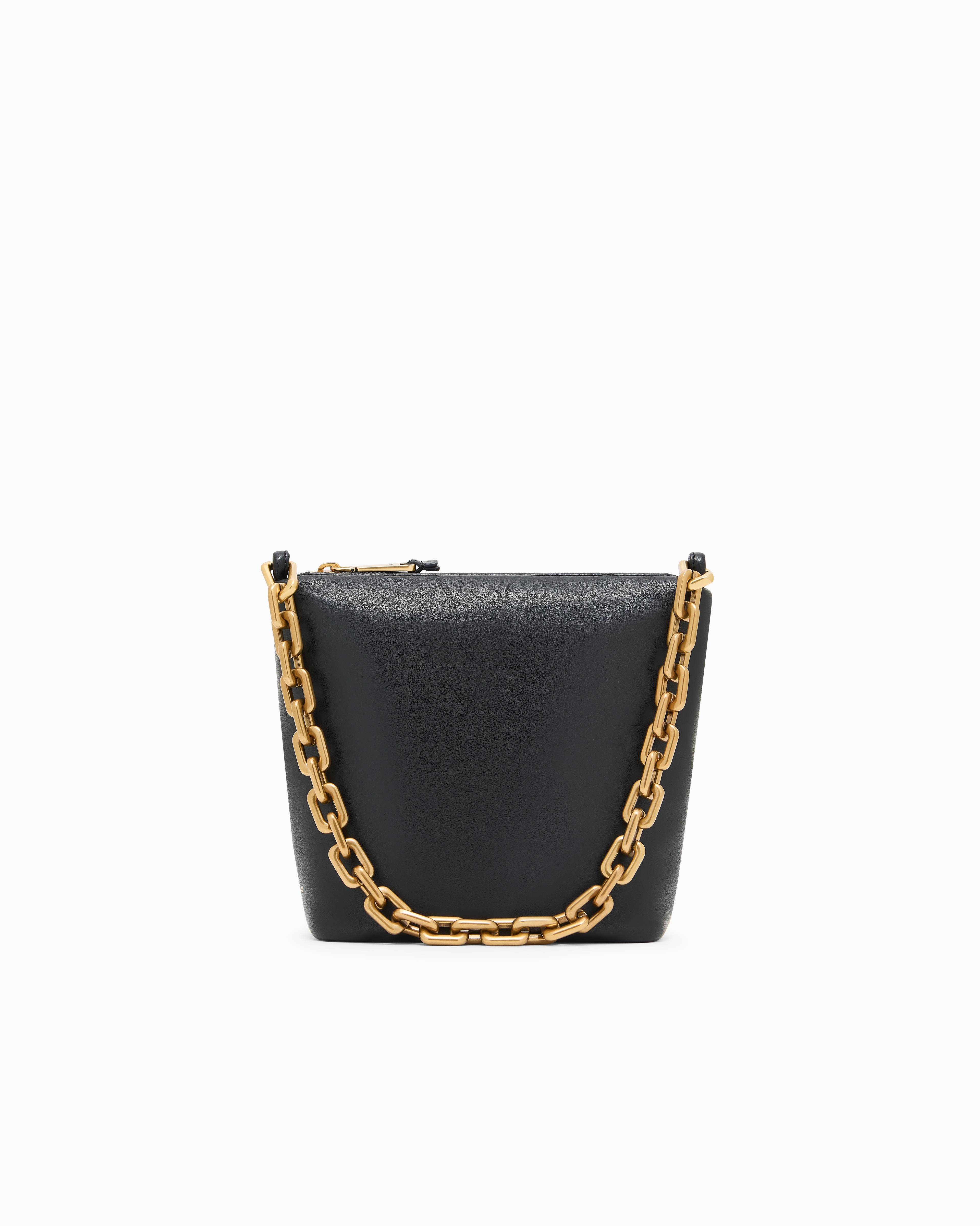 Leather small hobo bag with chain | Emporio Armani