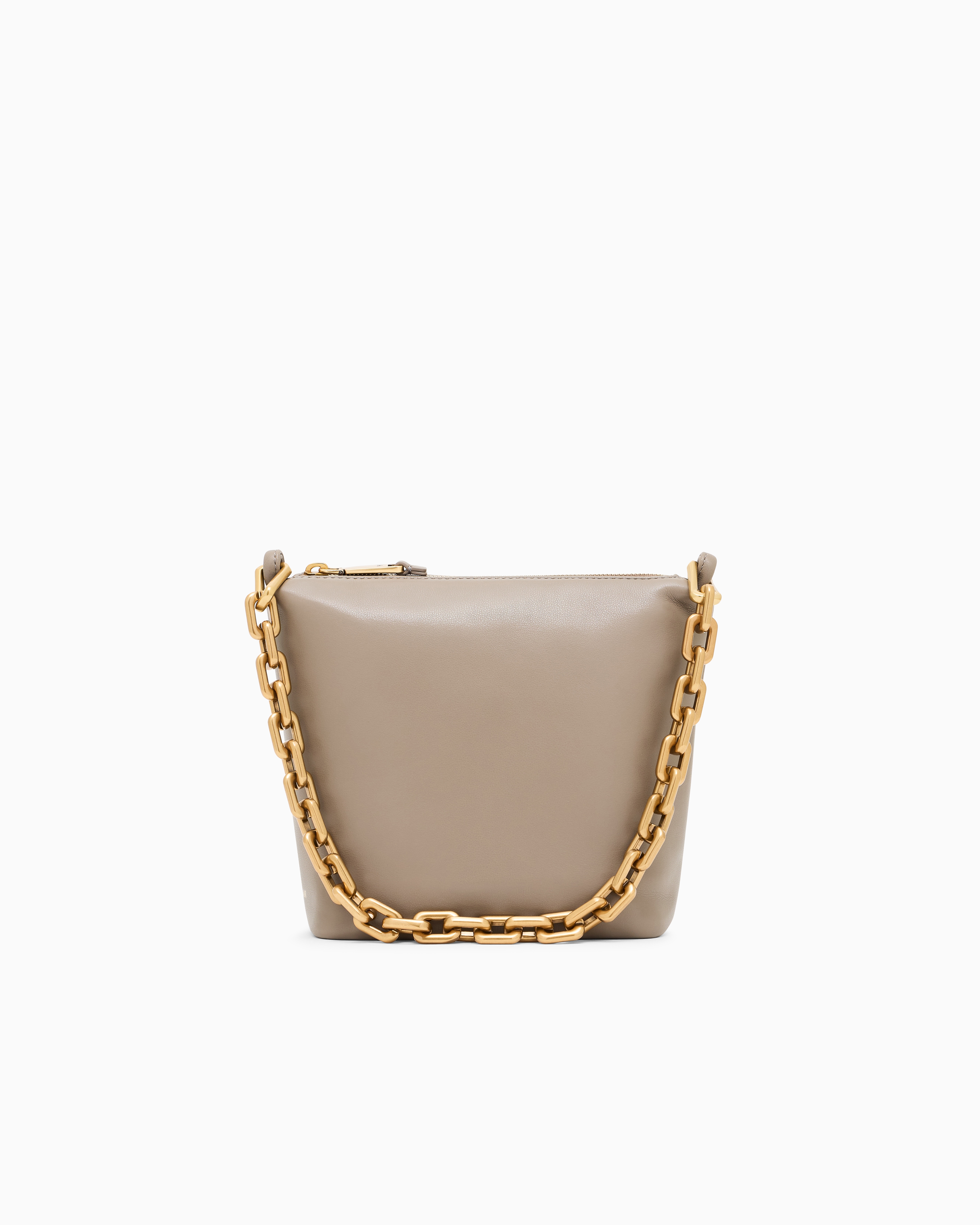 Emporio Armani Women's Beige Leather Small Hobo Bag With Chain