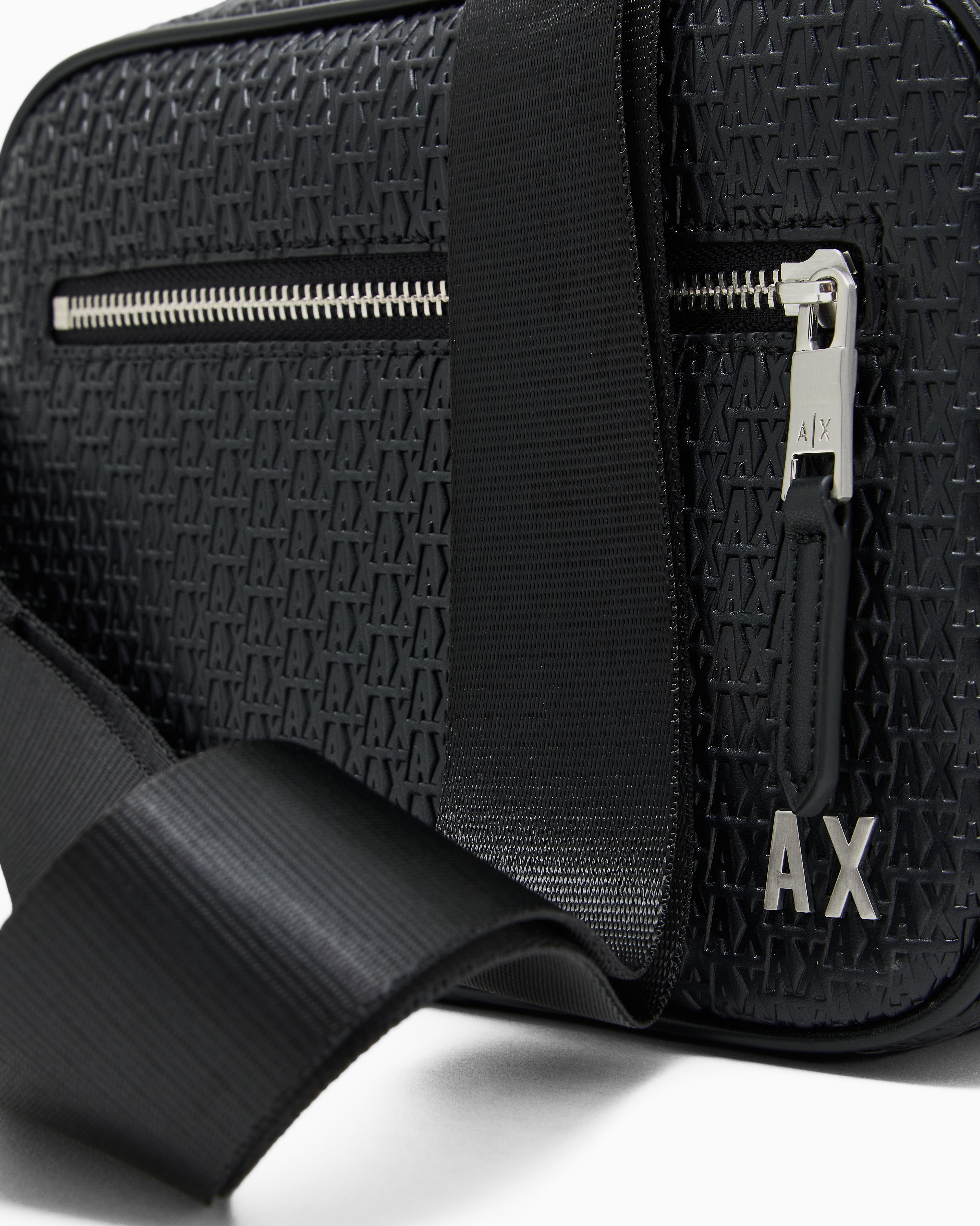 Armani Exchange - Shoulder bag with allover monogram logo, Man, Black, Size: TU