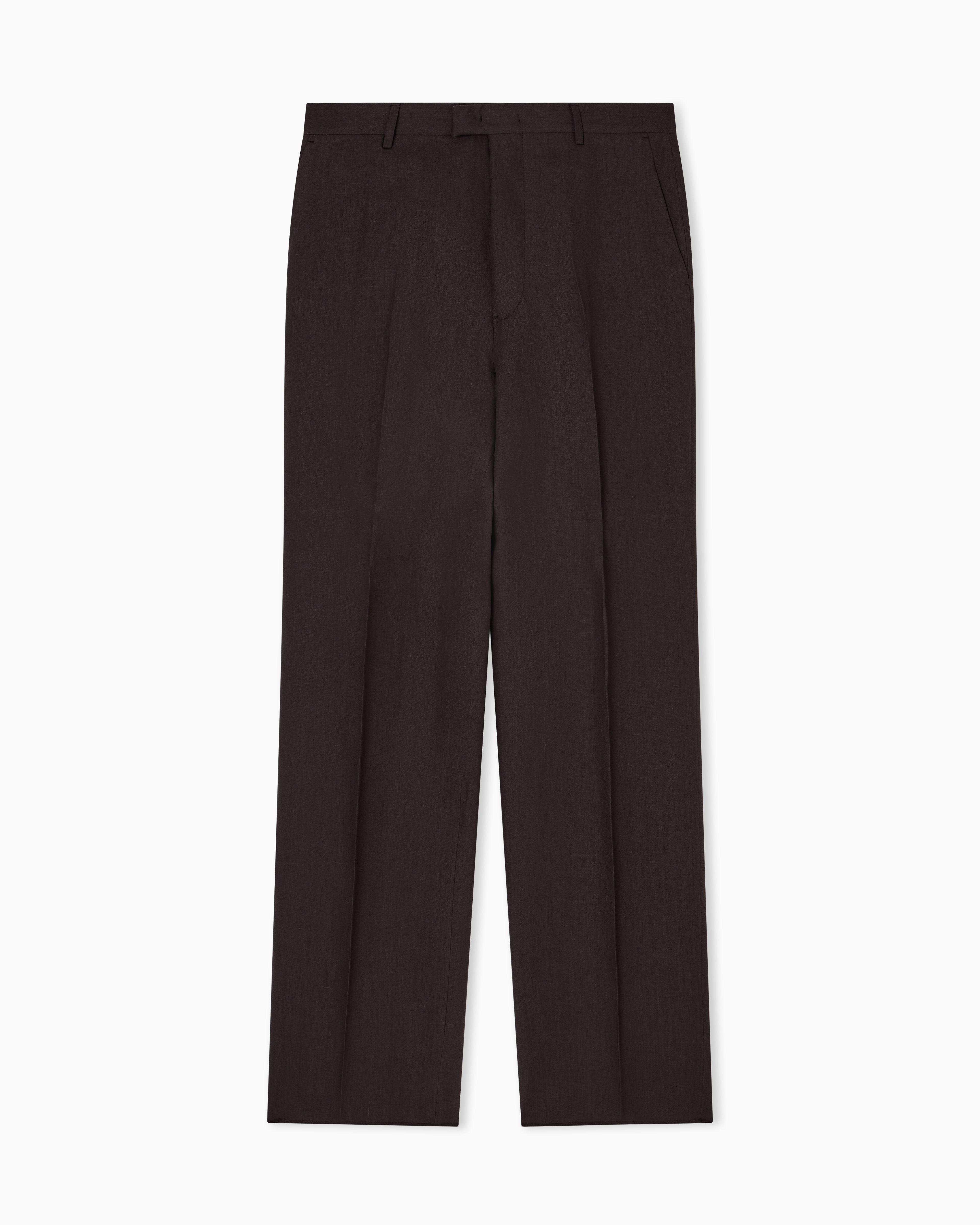 Emporio Armani - Pure linen trousers, Man, Brown, Size:
