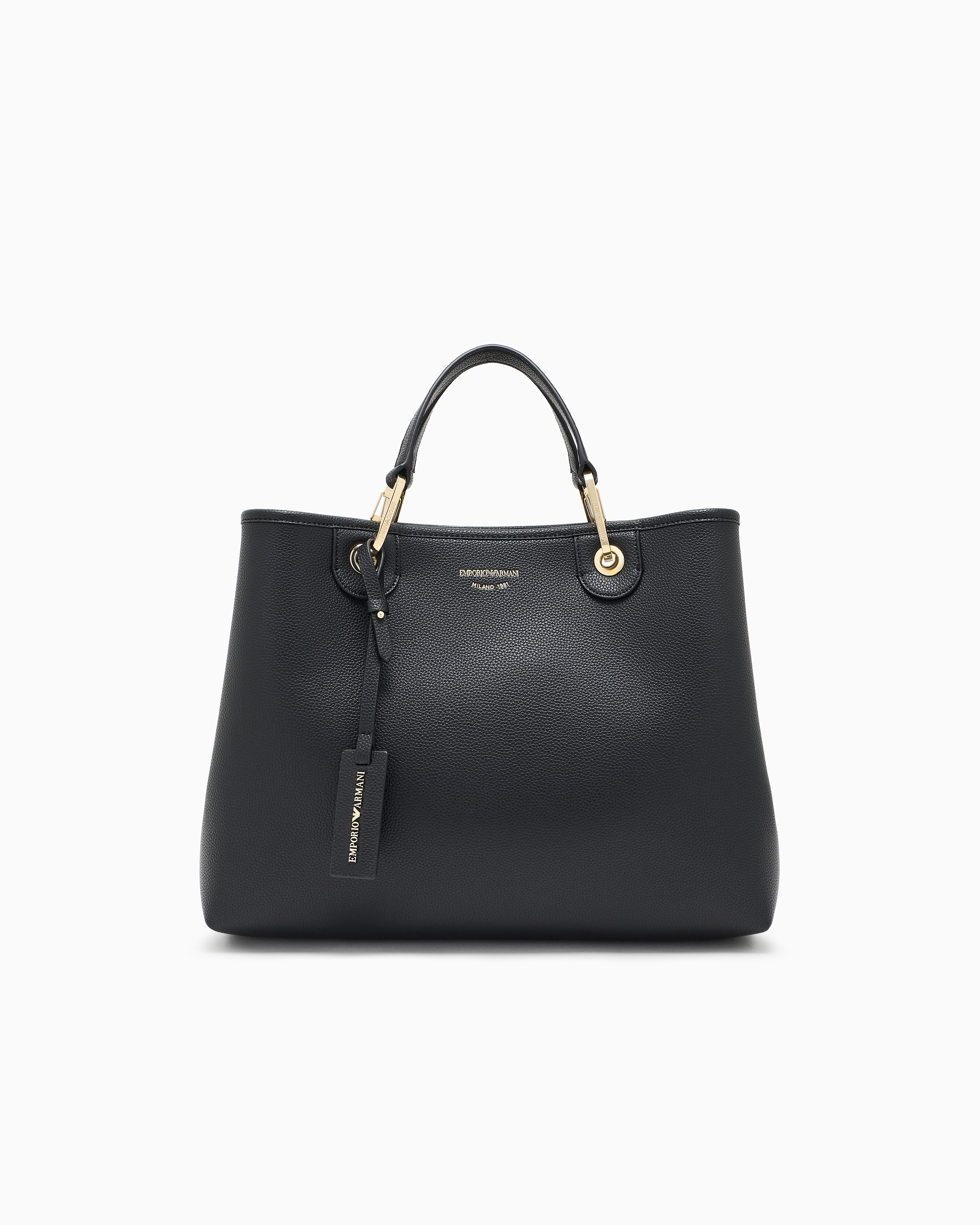 Emporio Armani - Medium MyEA shopper bag with deer print, Woman, Black, Size: TU