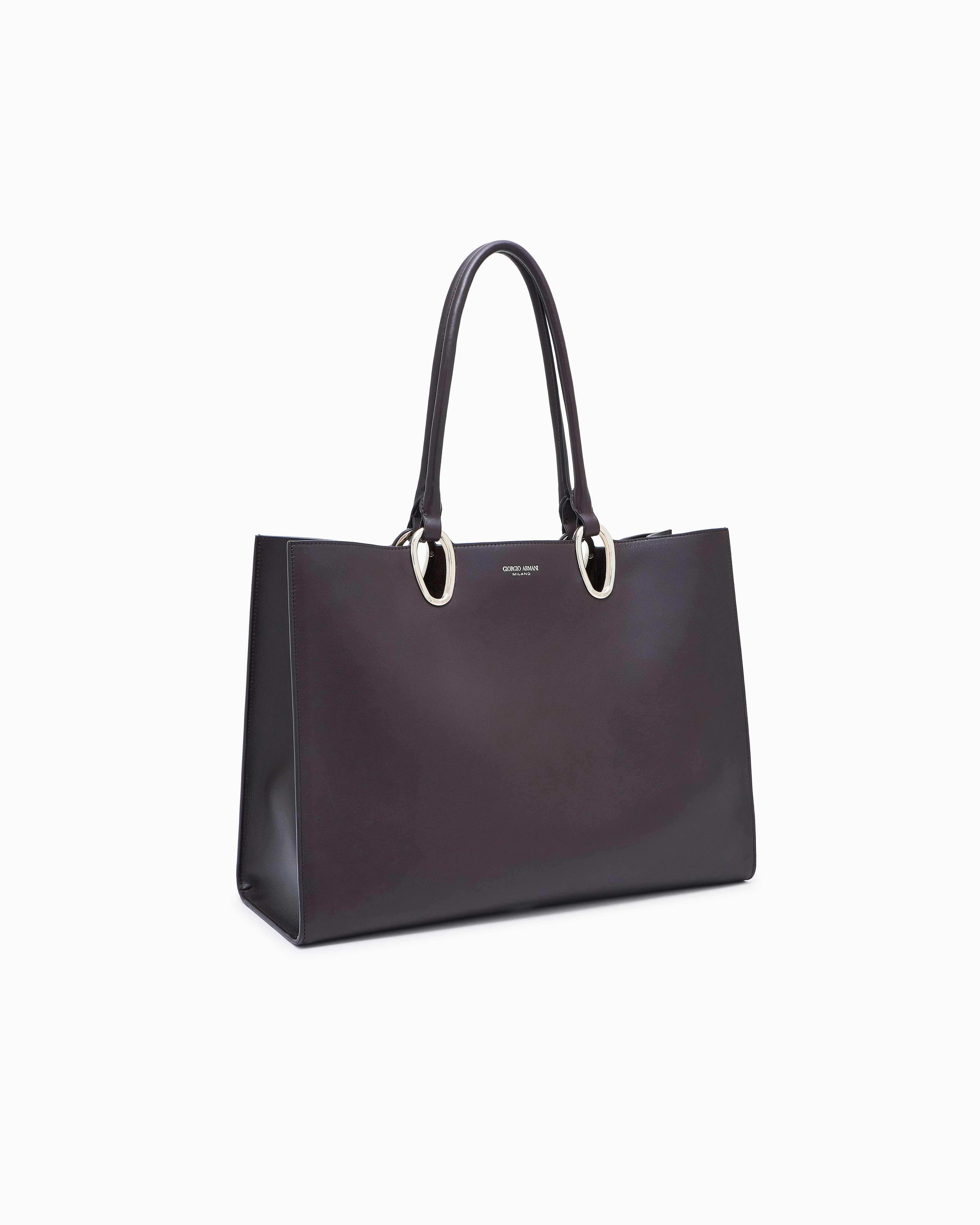 Medium shopper bag in leather Giorgio Armani