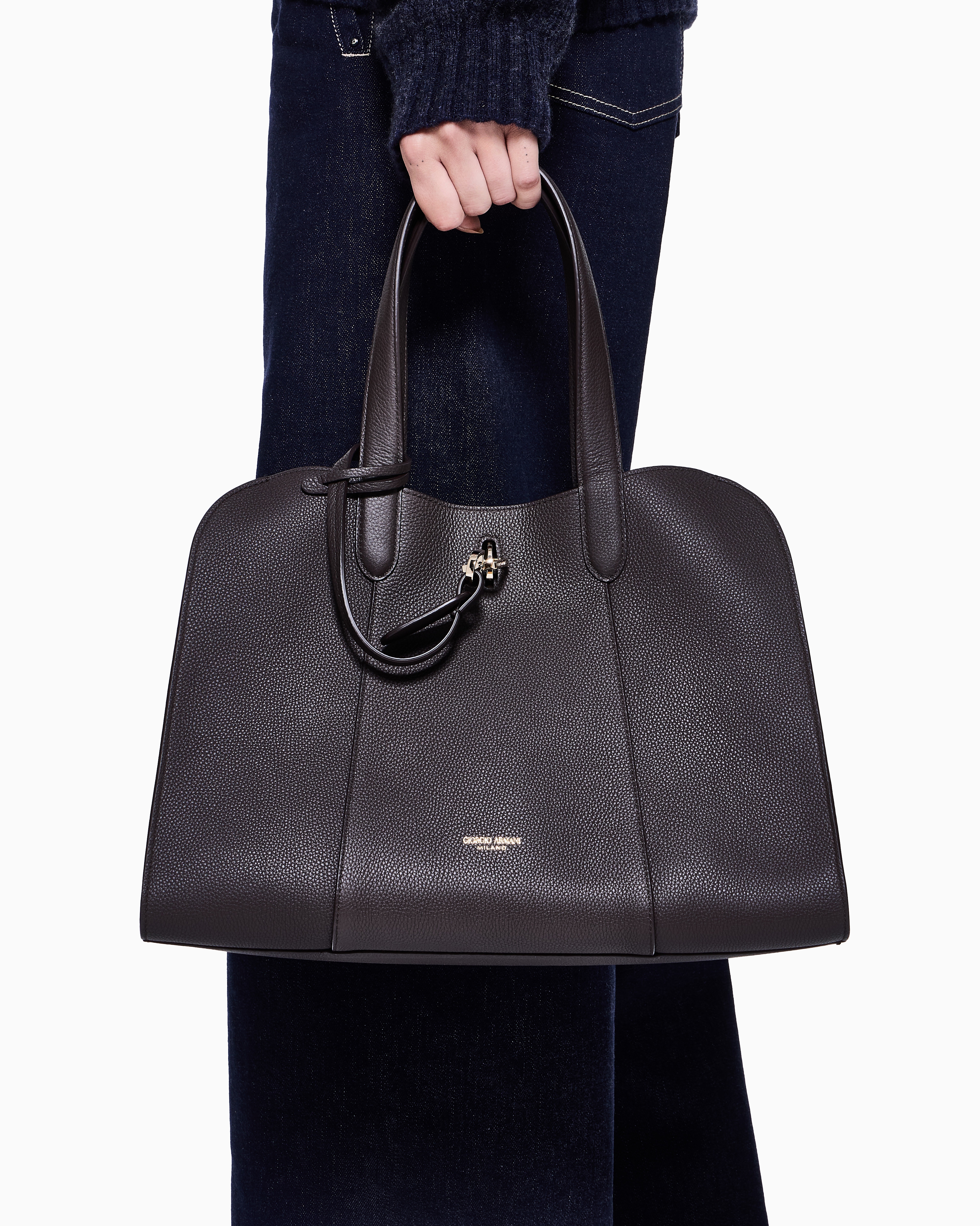 Giorgio Armani レザー トートバッグ トートバッグ ペブルドレザー ラージ | Giorgio Armani